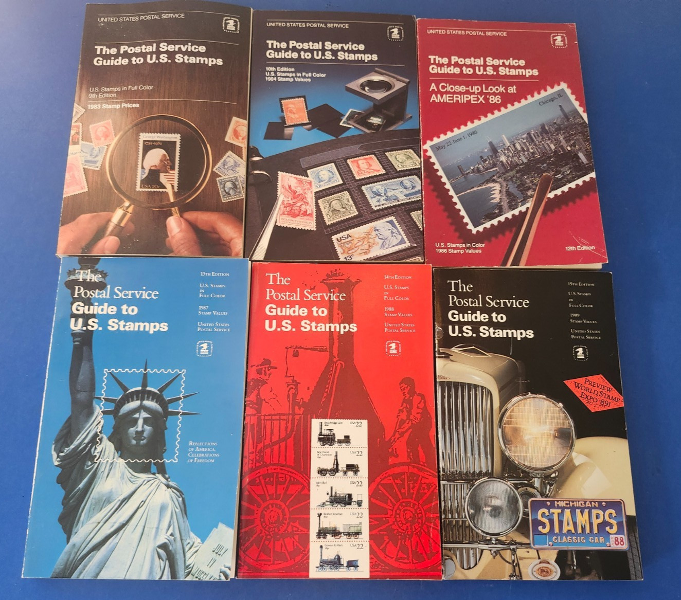 Lot Of 6 The Postal Service Guide to US Stamps Editions 9-10-12-13-14-15