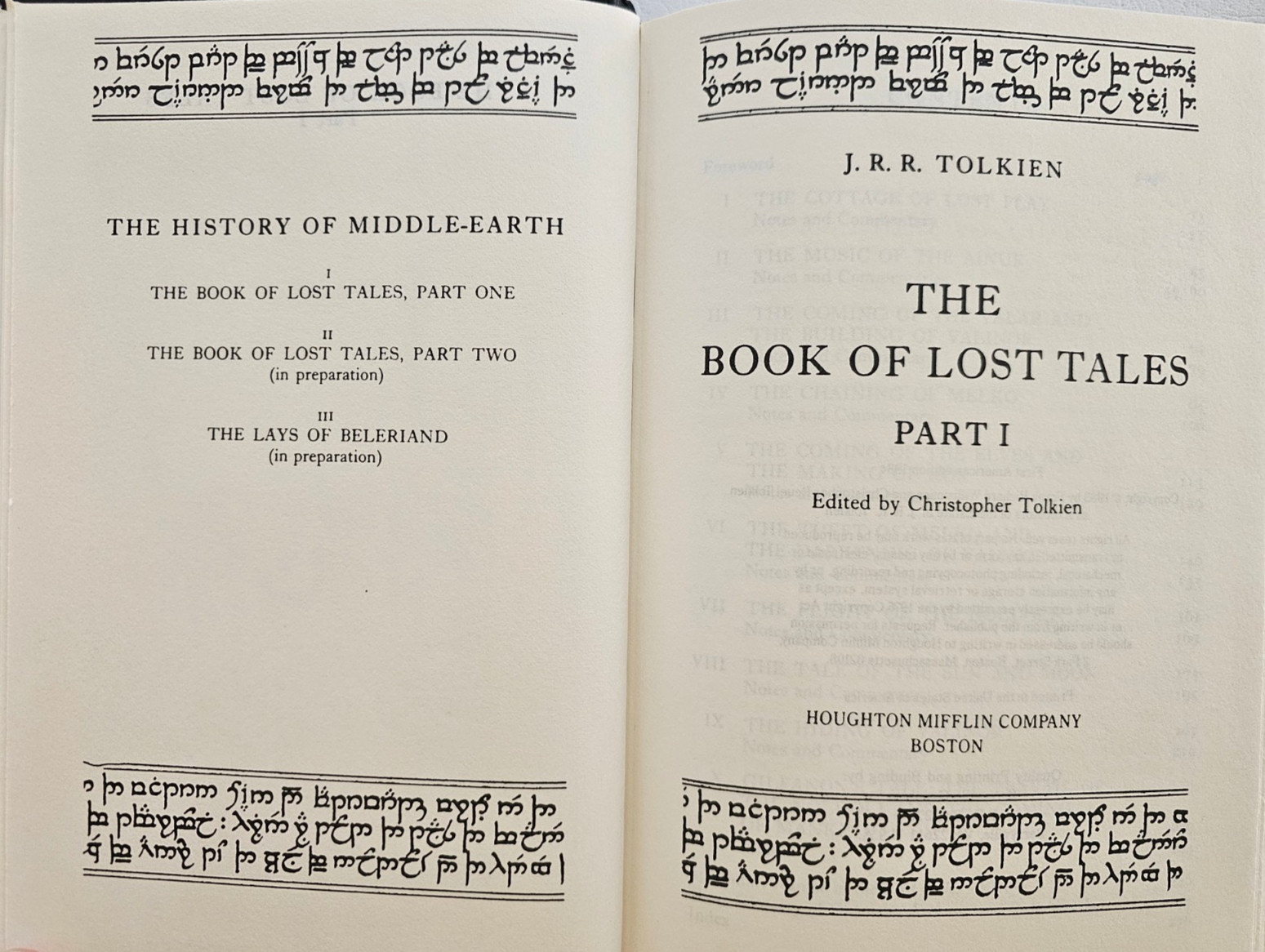 Vtg 1984 BOOK OF LOST TALES Pt 1 JRR TOLKIEN HCDJ 1st Amer Ed ELVES VALAR Histor