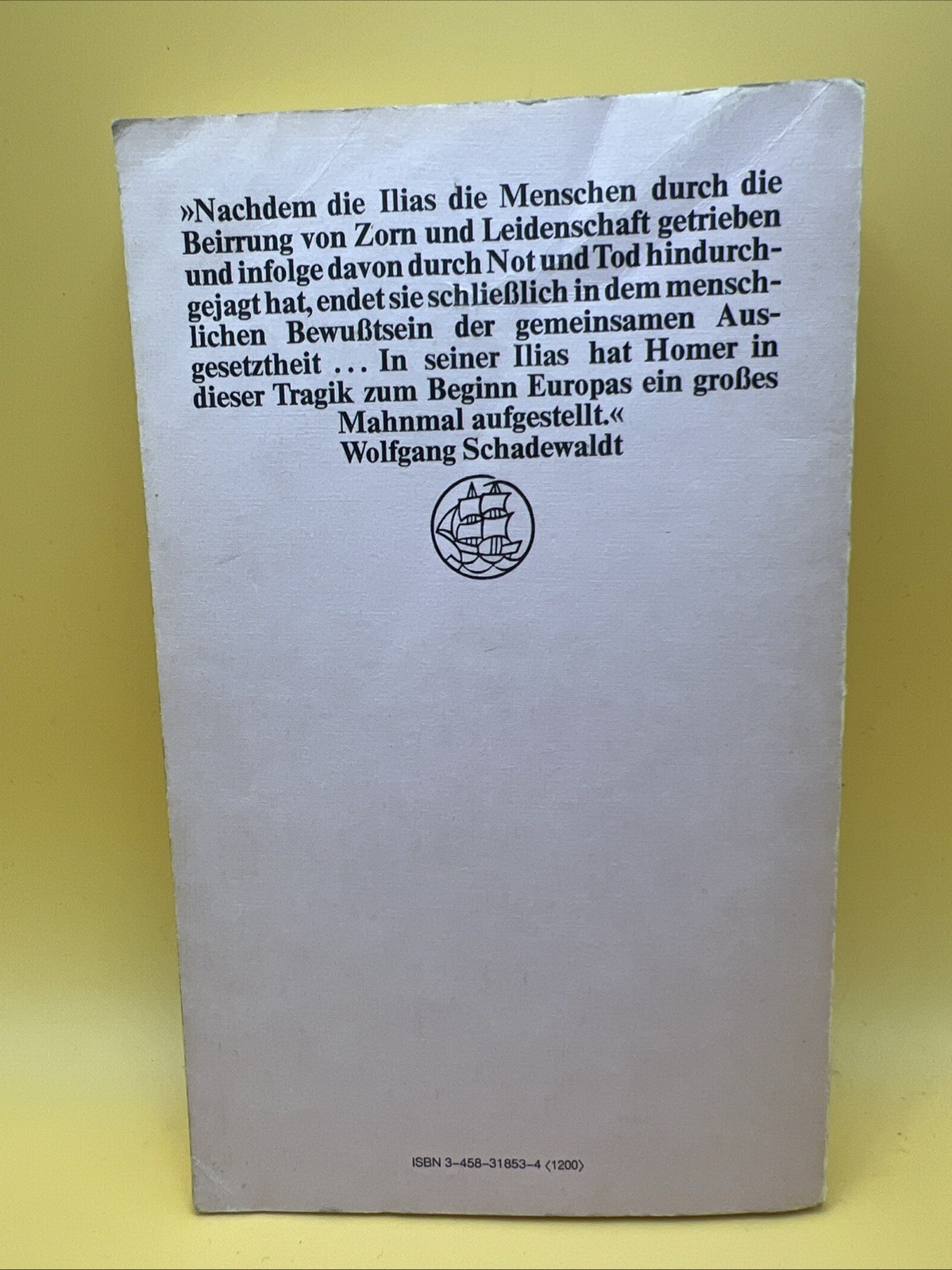 1975 Homer Ilias Wolfgang Schadewaldt Insel Taschenbuch 153 German Paperback