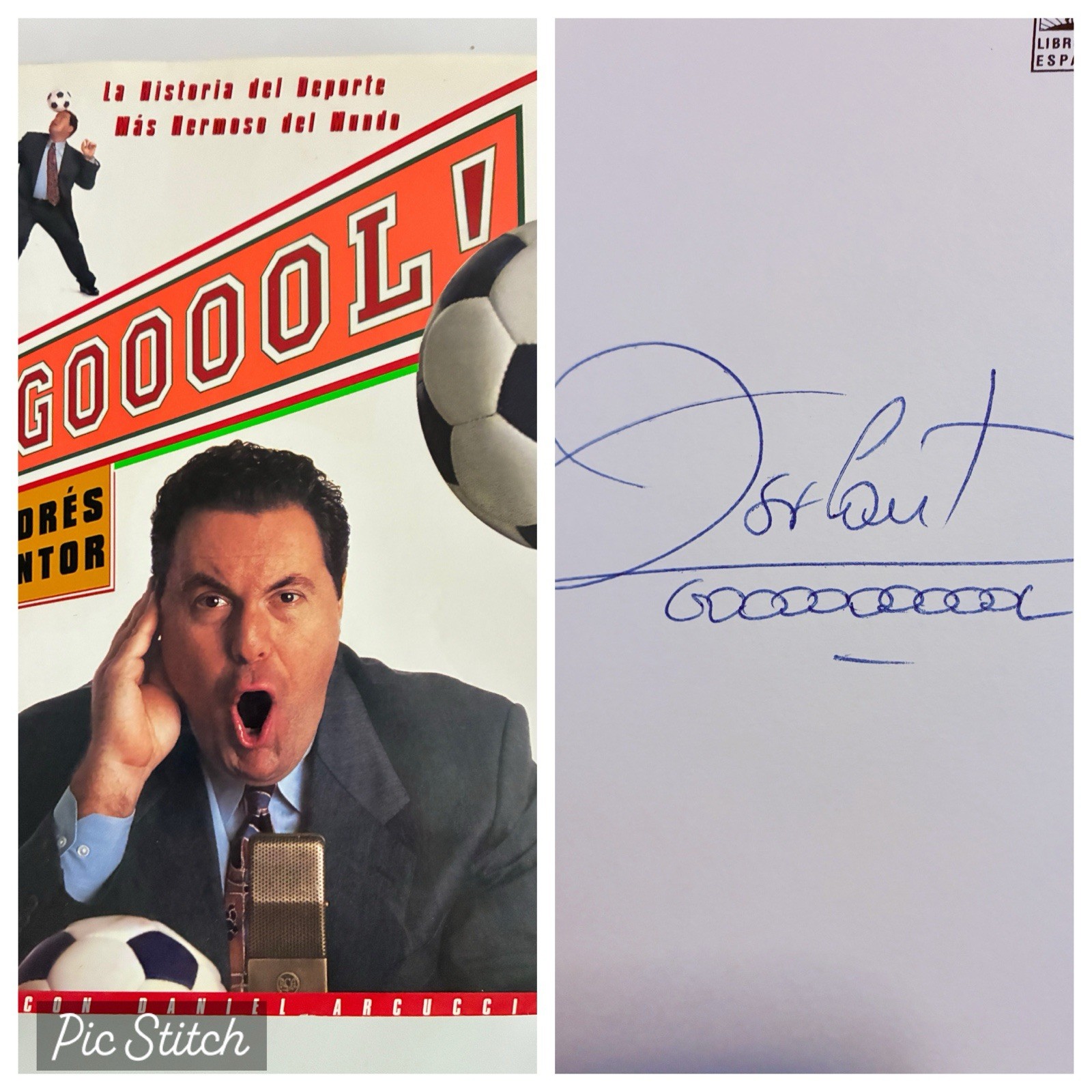 Rare ANDRES CANTOR Signed Book GOOOAL! Autograph FIFA World Cup Soccer Spanish