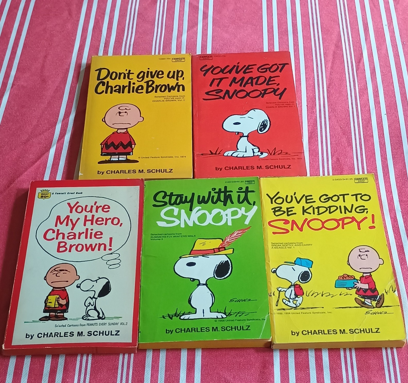 Charles M. Schulz Peanuts Lot of 5 Paperbacks 60s/70s Fawcett