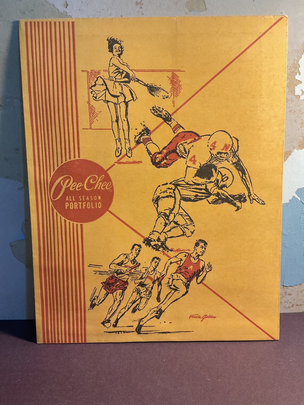Vintage 1960s Pee Chee All Season Sports Portfolio Folder Mead Corp School