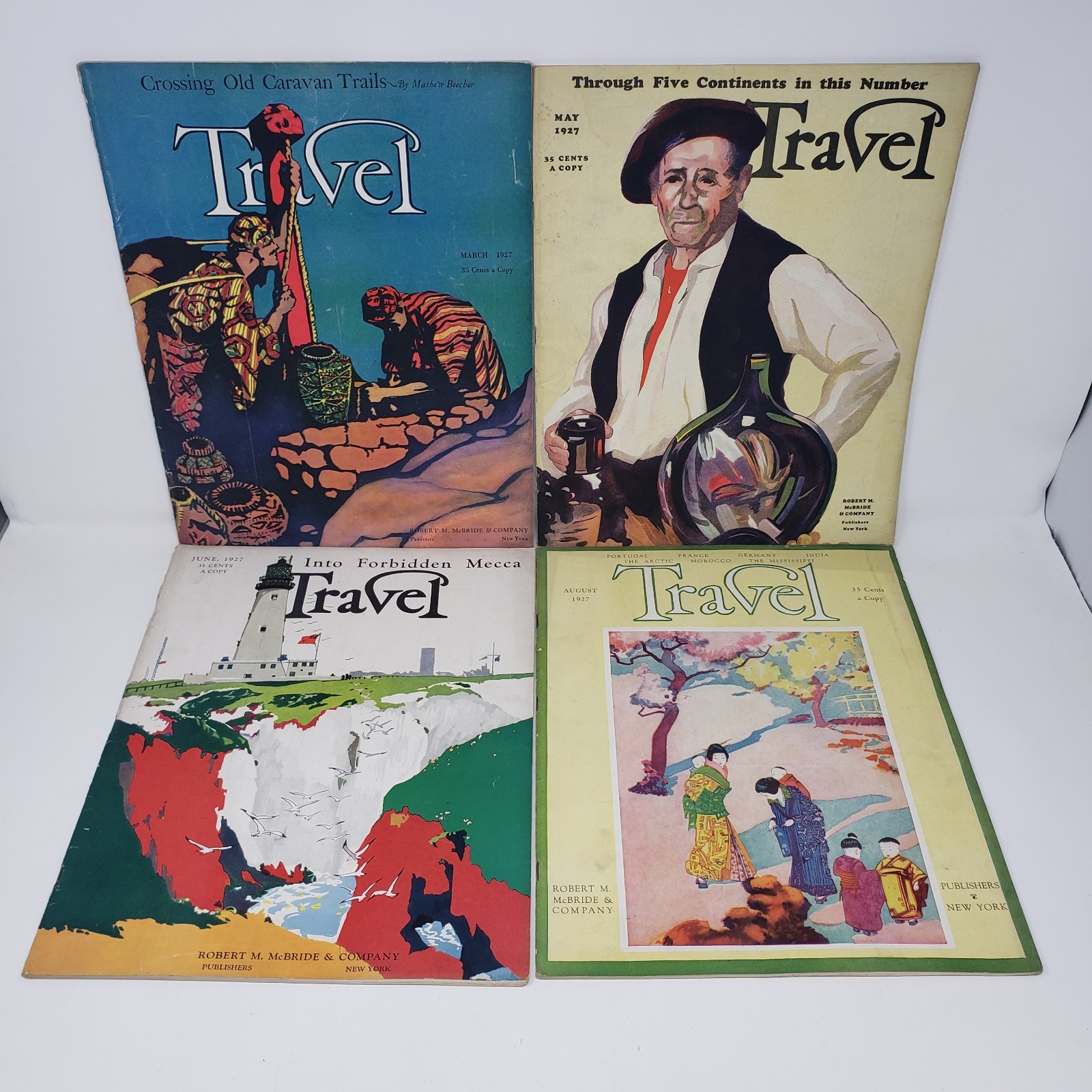 Travel Magazine Lot of 4 – 1927, Illustrated, Mar, May, Jun, Aug