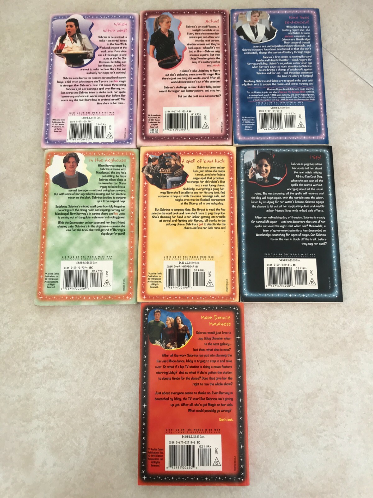 Lot of 7 – Sabrina the Teenage Witch Books Archway Paperbacks 2,3,8,9,10,14 & 15