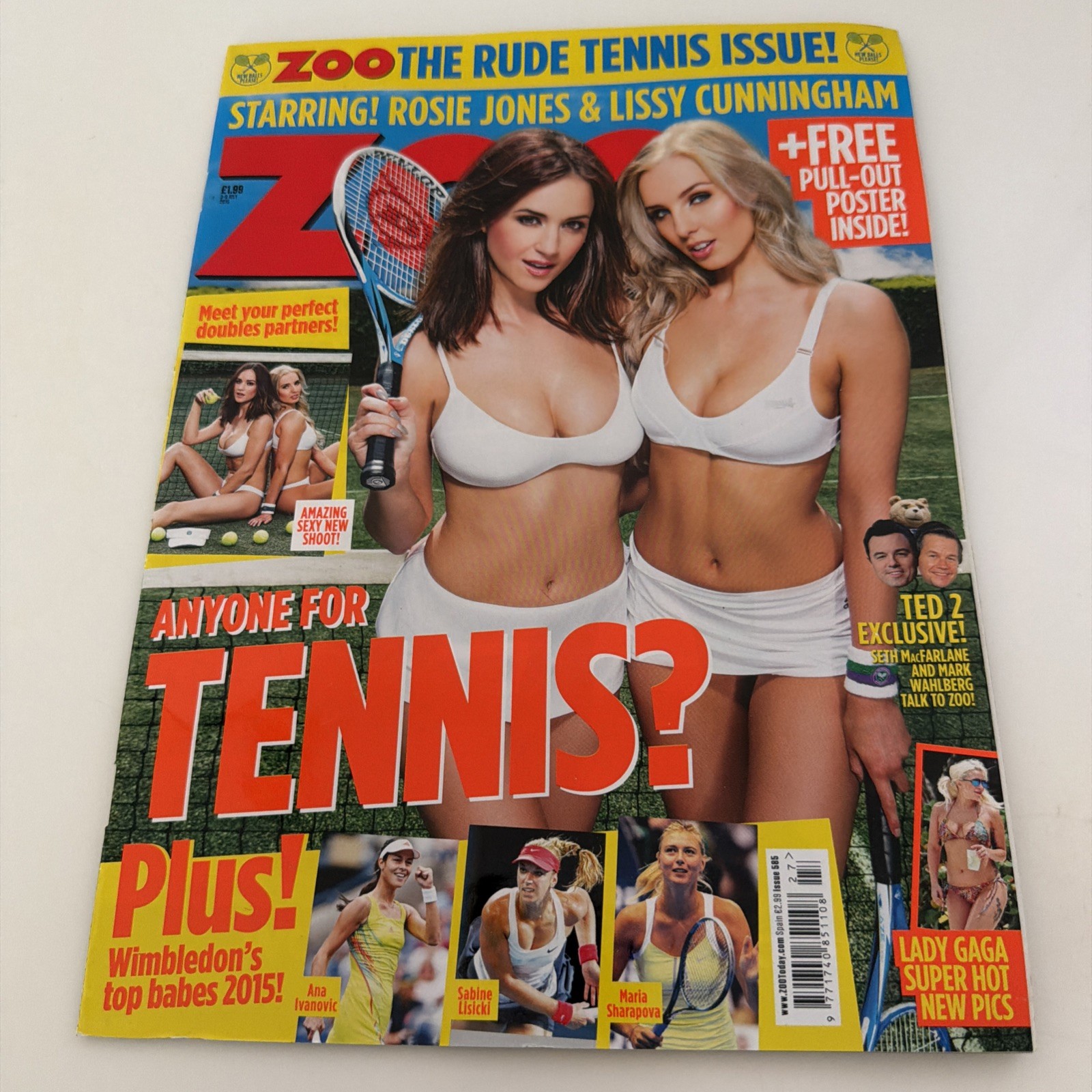 Zoo Magazine 2011 Jodie Gasson Amy Green Wimbledon Tennis Issue 379. Poster, VGC