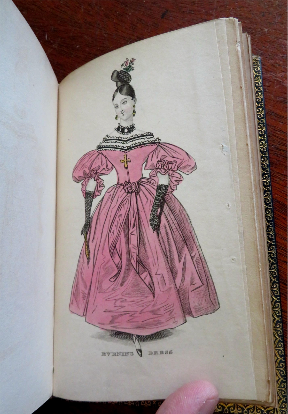 Women’s Fashion Dress c. 1830-40 Evening & Morning book w/ 65 hand color plates