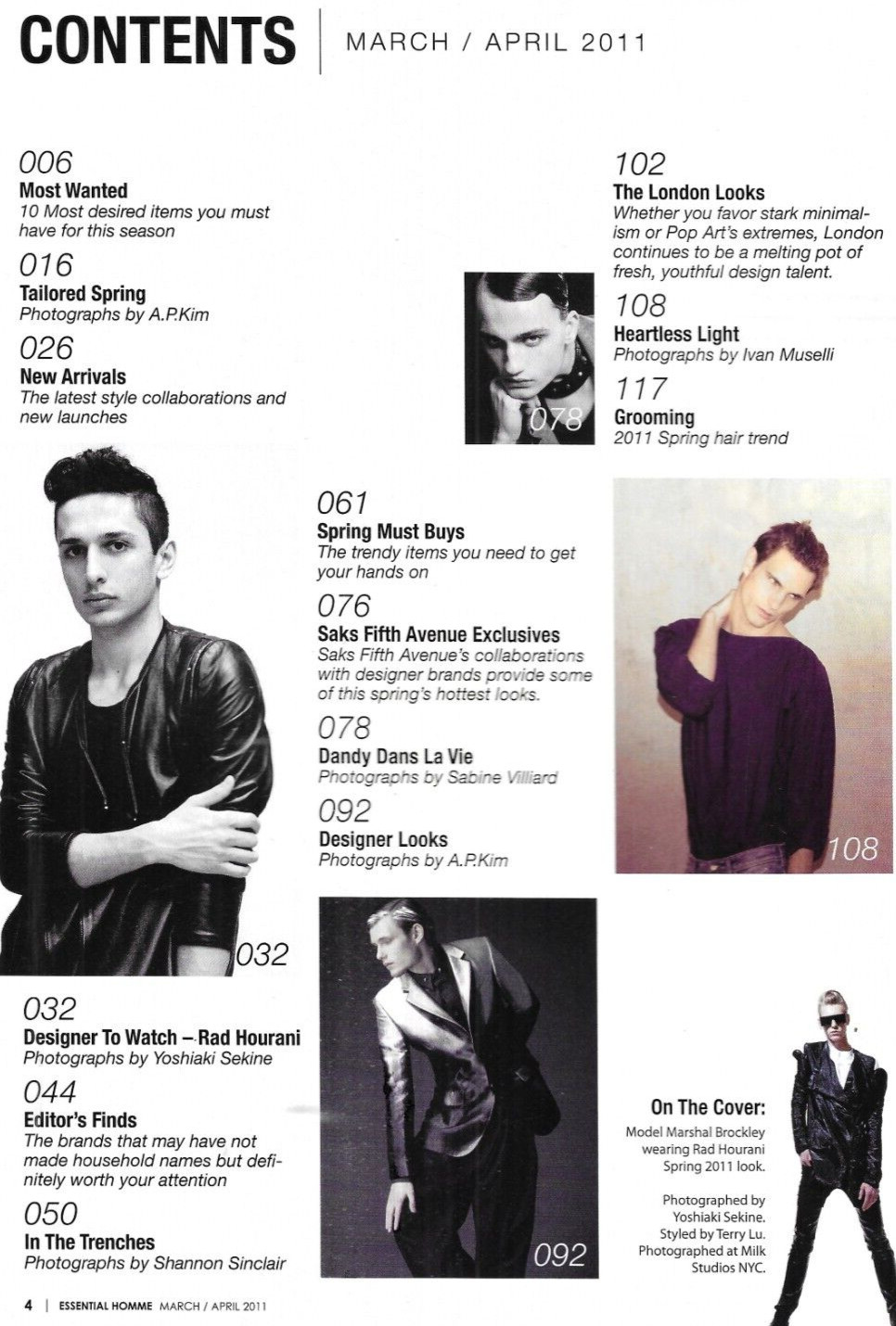 Homme Essential Magazine Spring Fashion Runway Hairstyle Rad Hourani Style 2011.