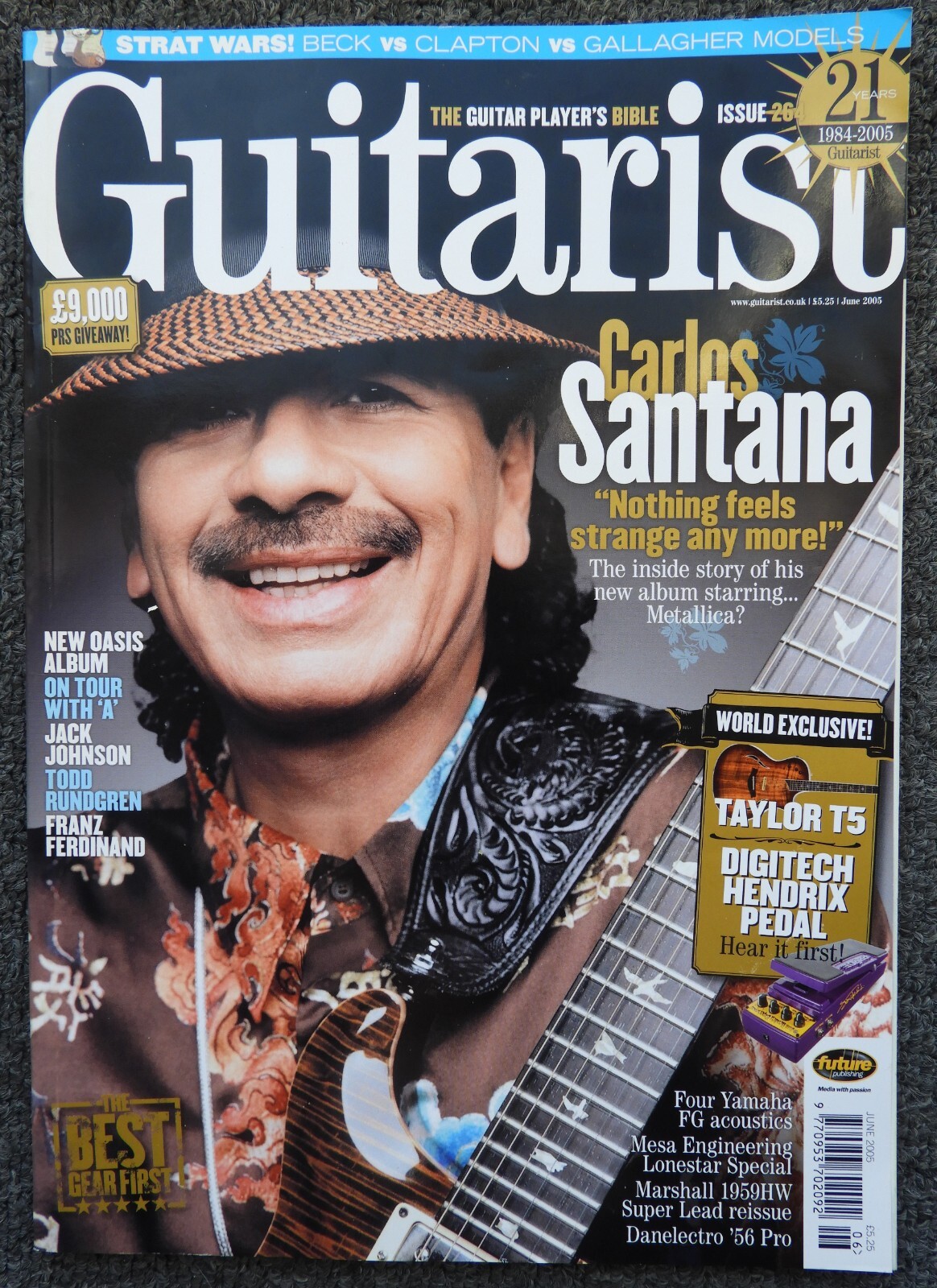 Guitarist Magazine Carlos Santana – June 2005 – Number 264- 226 pages VGC