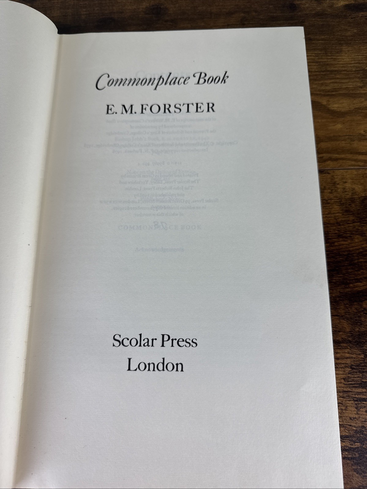 E.M. FORSTER „Commonplace Book“ Manuscript Reprint Limited 78/350 1978