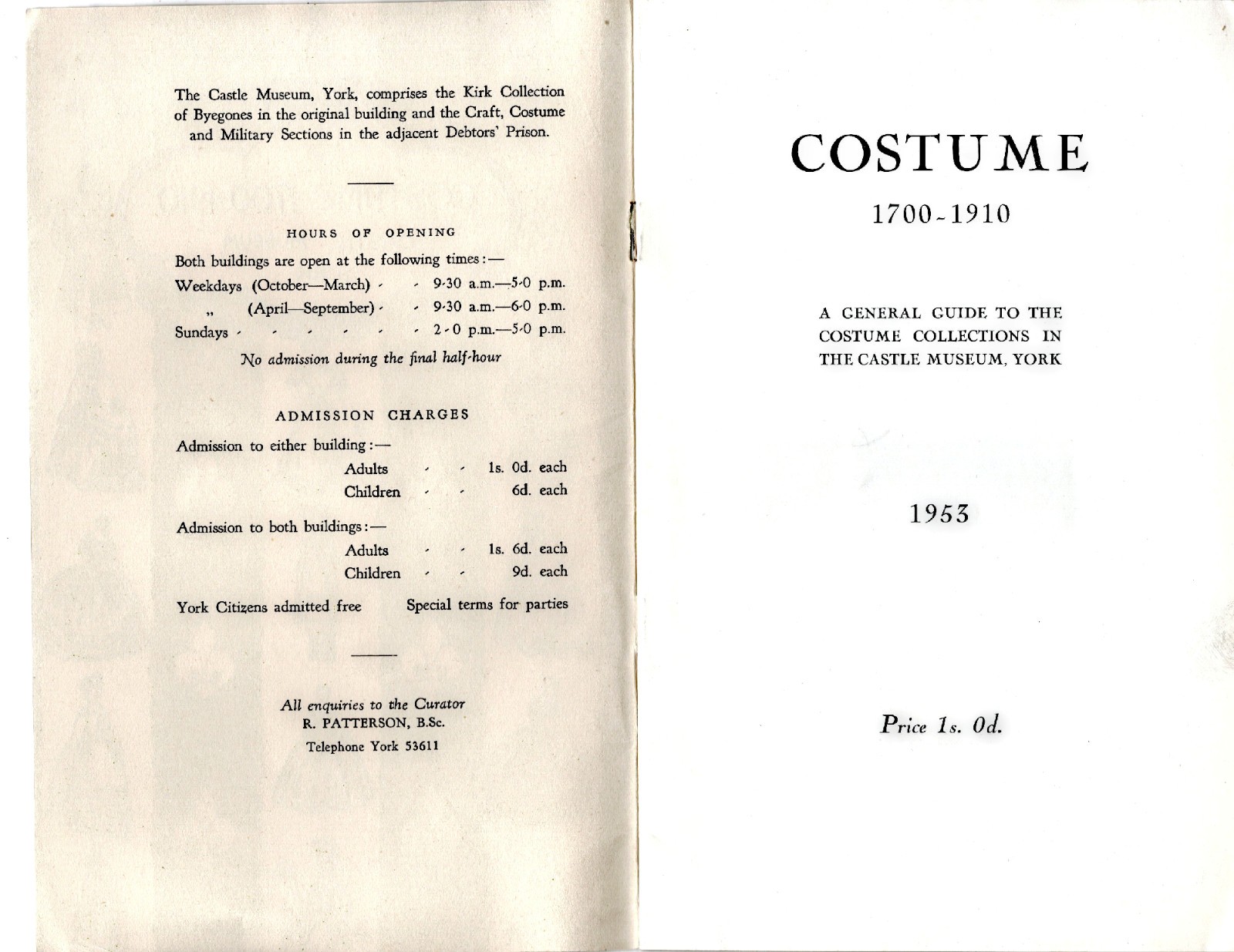 Costume 1700-1910, A General Guide to Costume Collections, Castle Museum, 1953