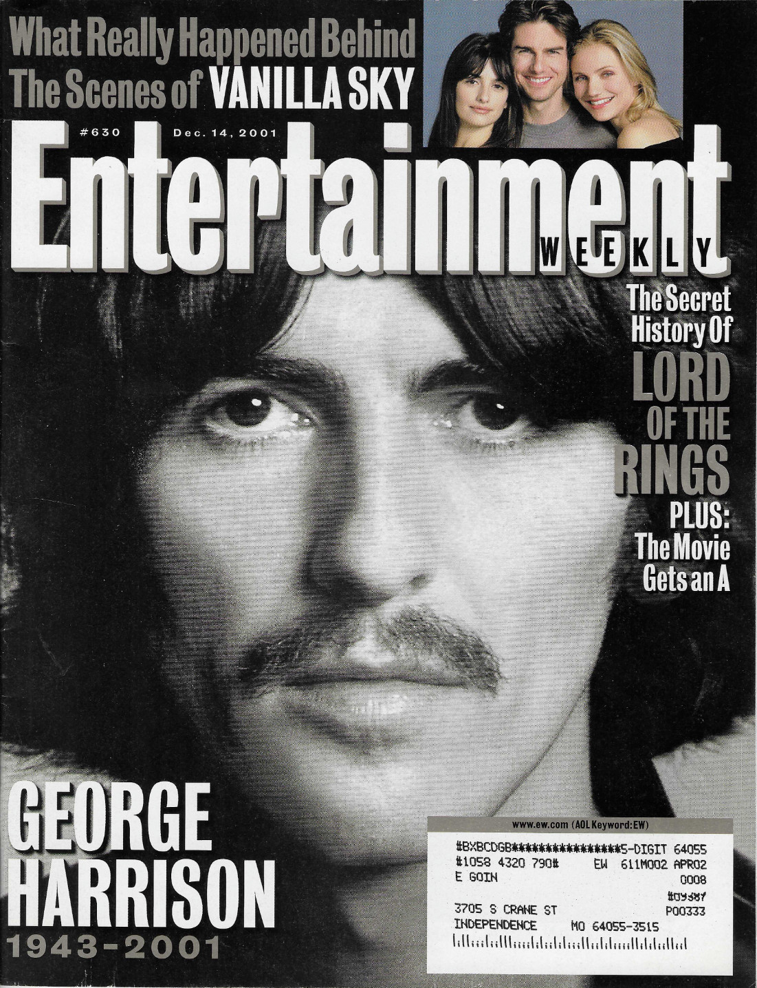 Entertainment Weekly Magazine Dec 14 2001 No 630 George Harrison