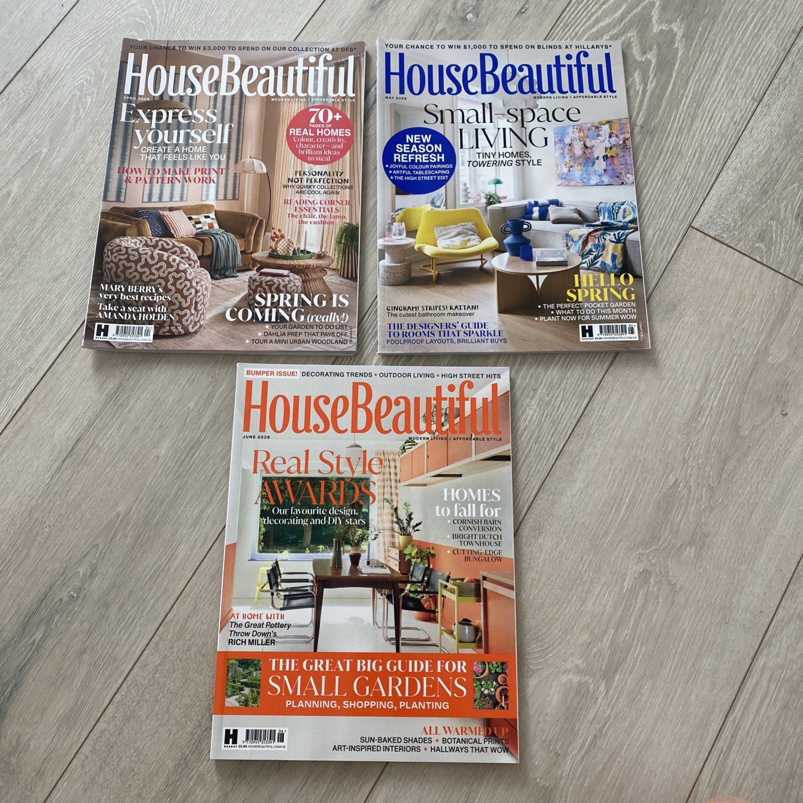 3 Issues of House Beautiful Magazine April May & June 2026