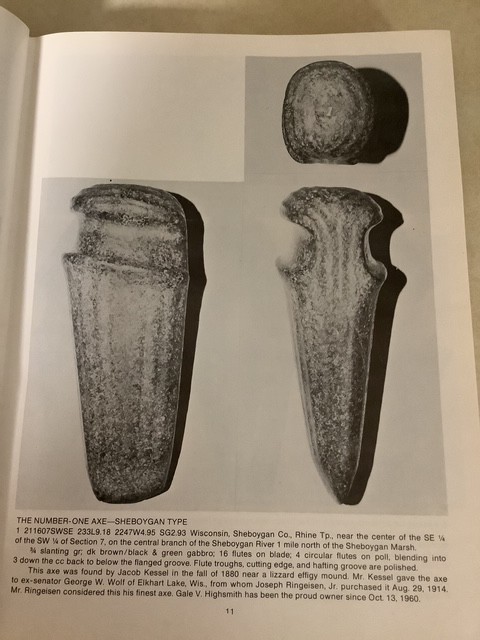 Fluted Axe Highsmith 1985 Indian Artifacts Stone Wisconsin Illustrated Fine Cond