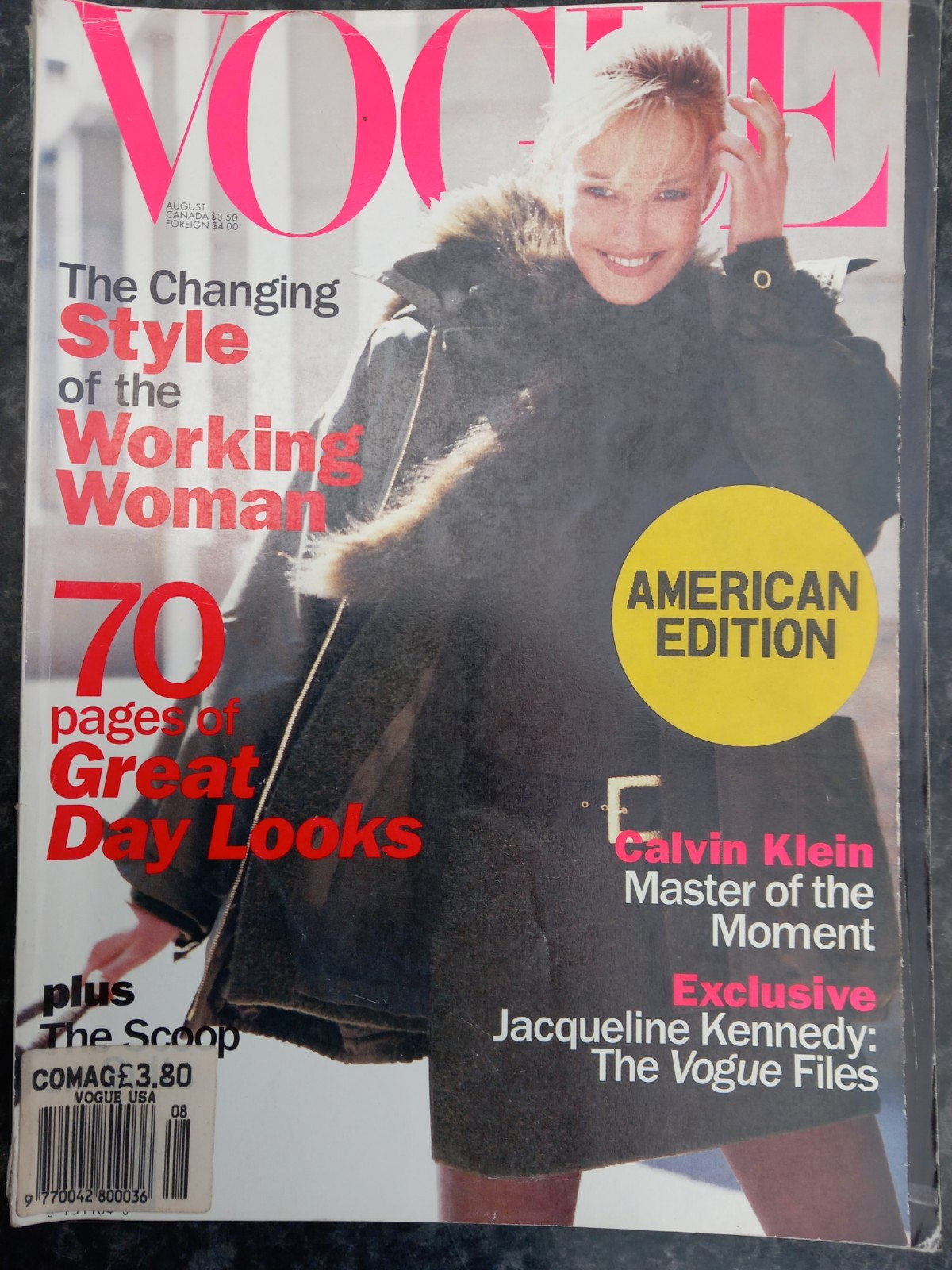 Vogue US August 1994 – CALVIN KLEIN – JACKIE KENNEDY ONASSIS – KAREN MULDER