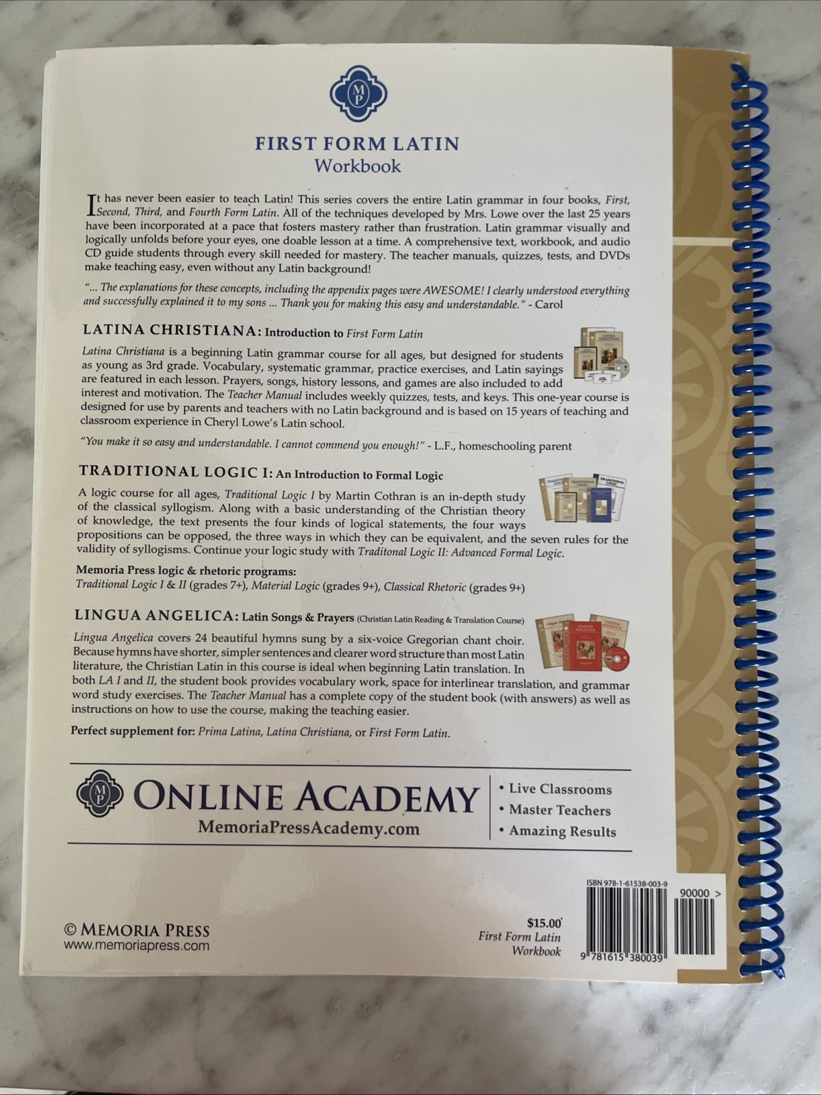 Memoria Press First Form Latin Teacher and Student Workbook & Text Complete Set