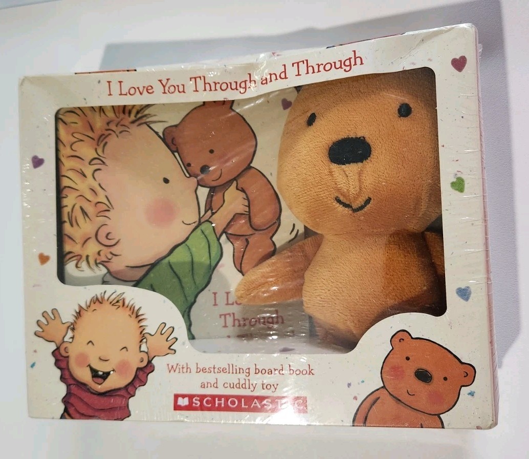 I Love You Through & Through Teddy Bear Plush & Book Set Scholastic Sealed