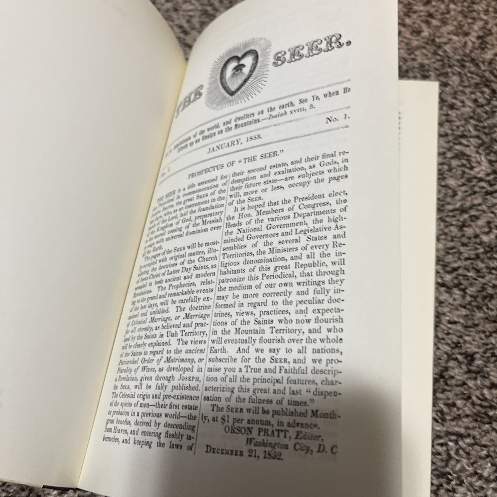 The Seer 1853-54 by Orson Pratt republished by Eugene Wagner