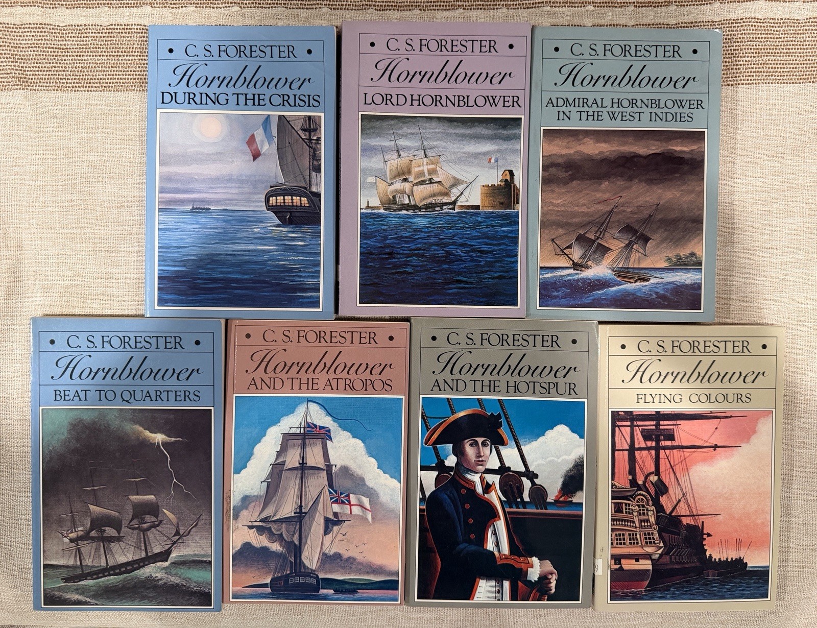 Lot of 7 Hornblow Paperbacks by C. S. Forester, #3, 4, 5, 6, 8, 10, 11