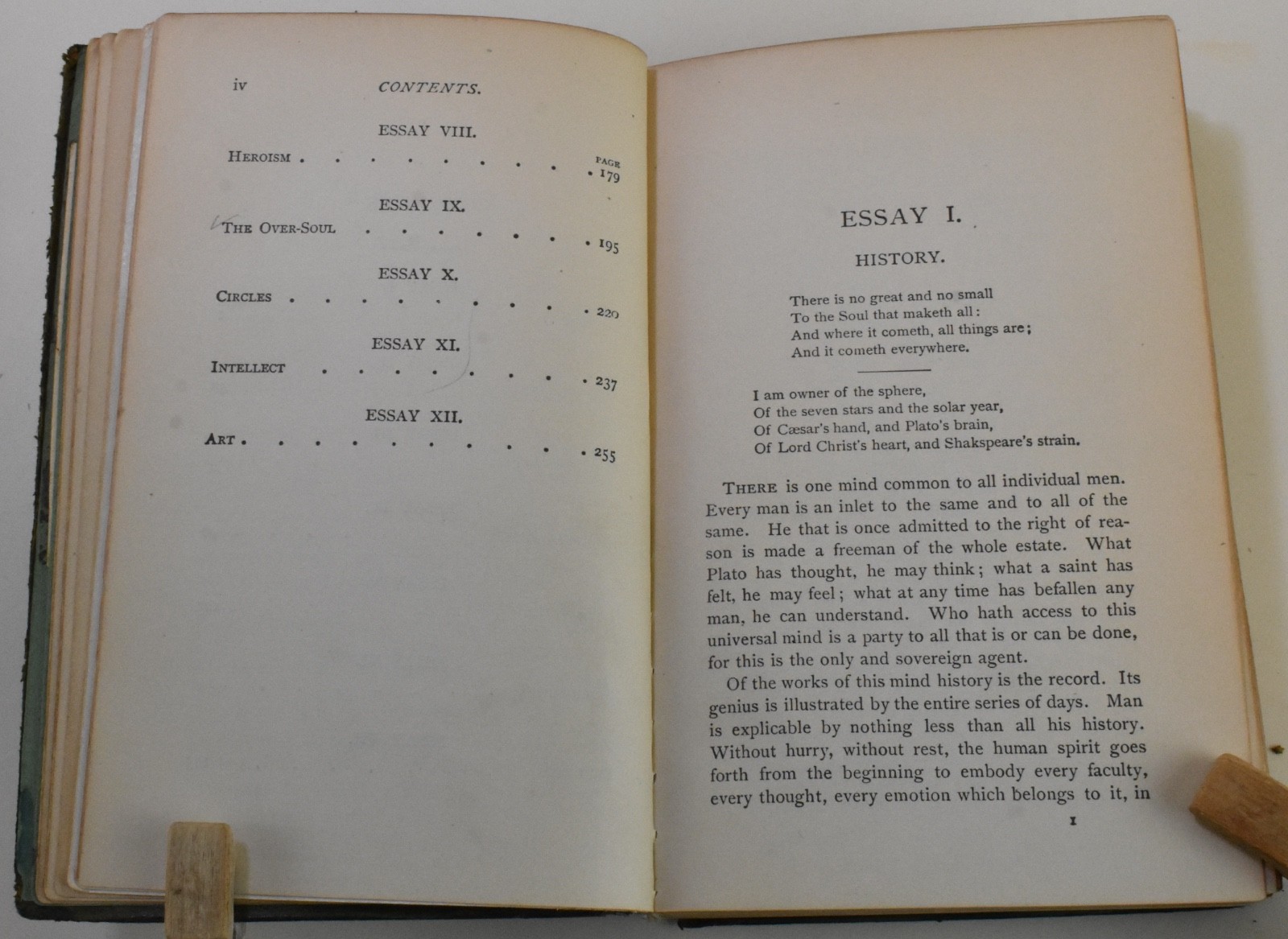 1906 Ralph Waldo Emerson ESSAYS 2 Volume First and Second Series limp Leather