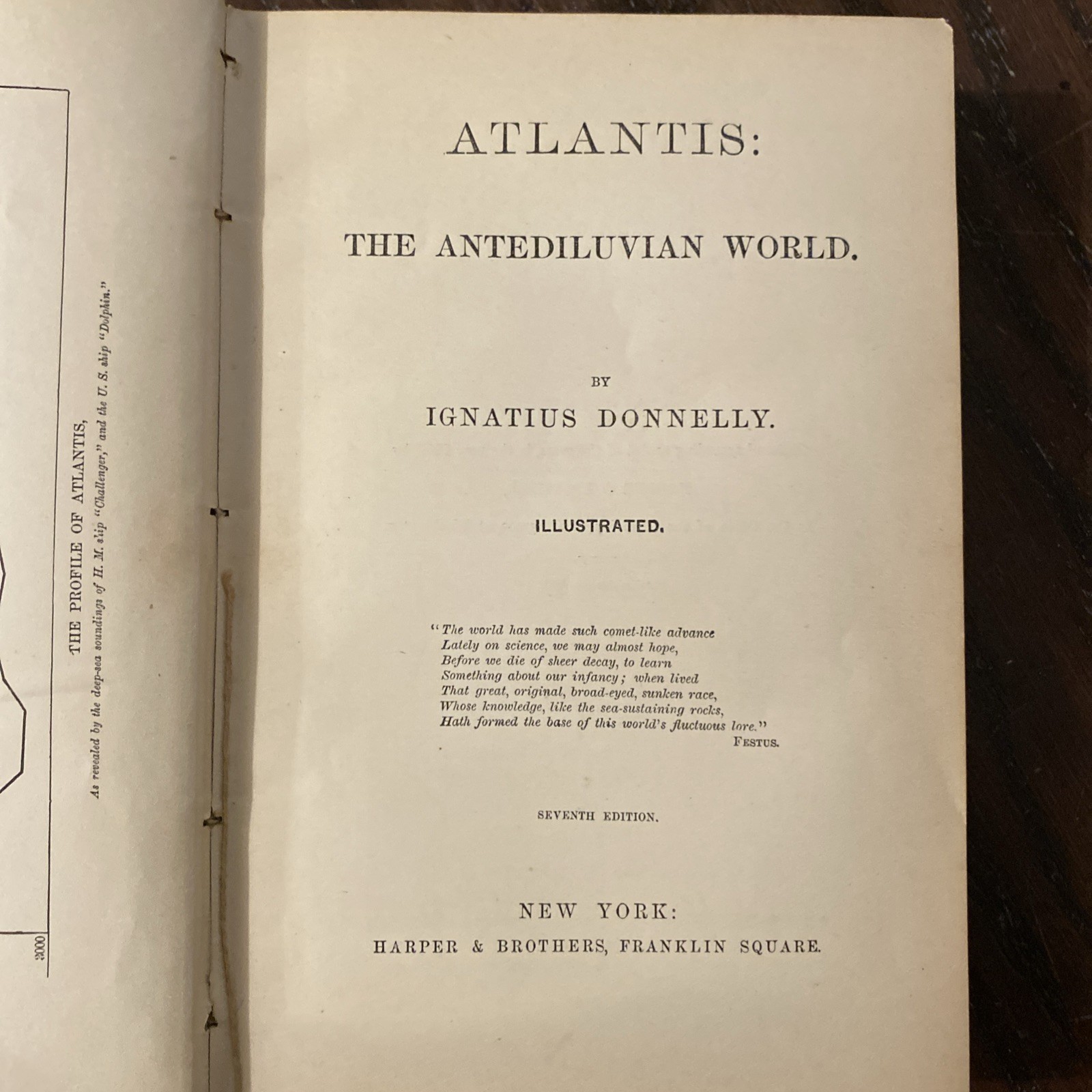 ATLANTIS: The Antediluvian World by Ignatius Donnelly 1882 HC Harpers 7th Ed