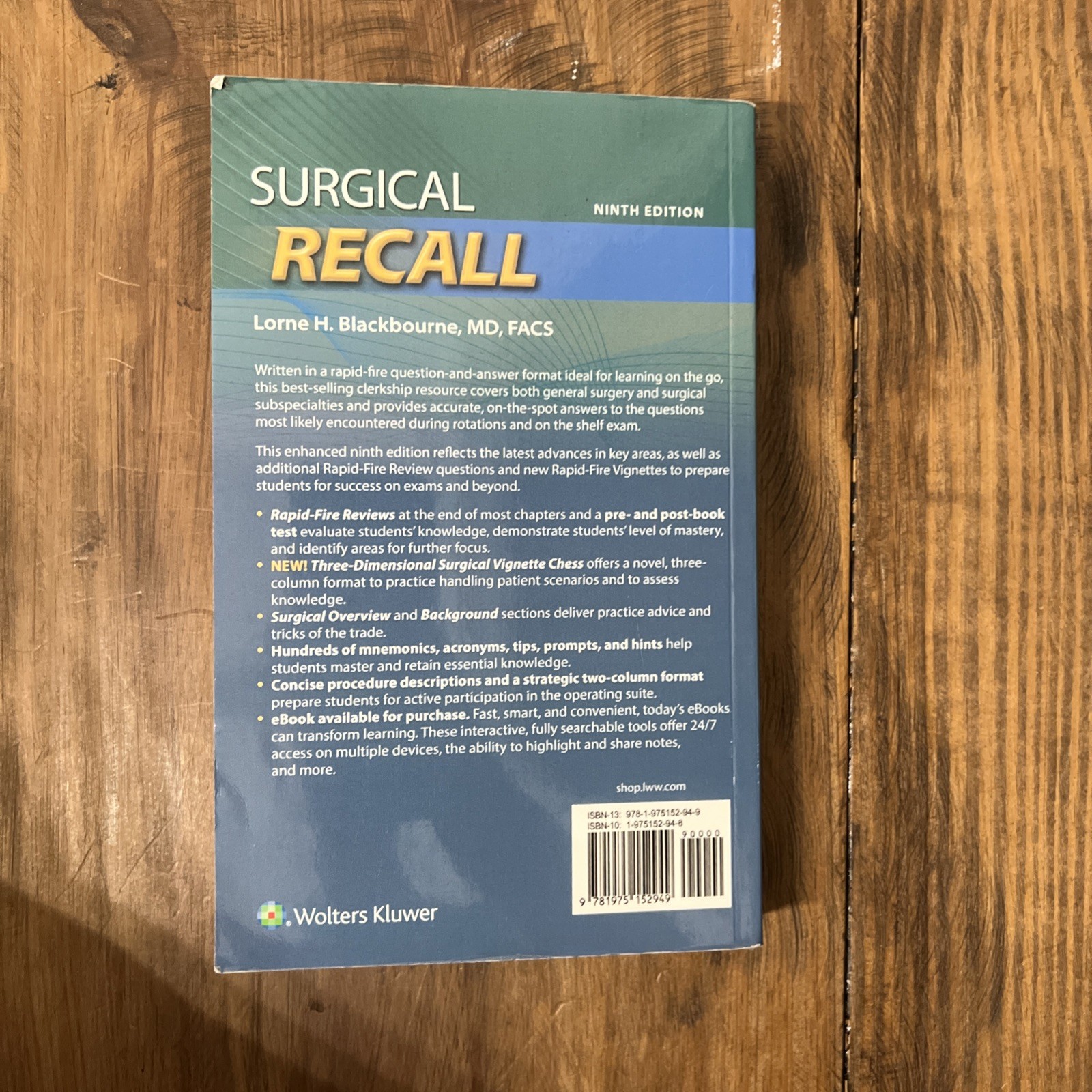 SURGICAL RECALL ~ Lorne Blackbourne ~ 9th Edition PB ~ 2022