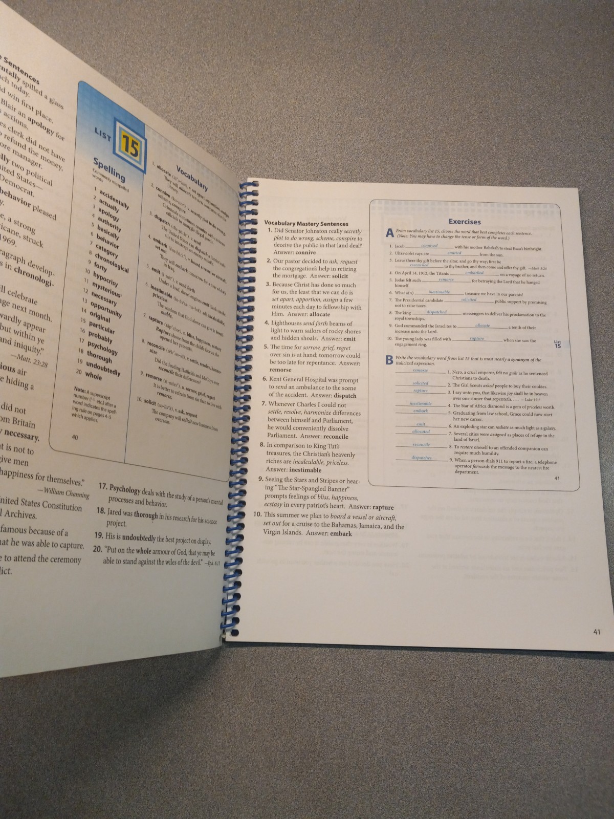 A Beka Book Homeschool 8th Grade Vocabulary, Spelling, & Poetry II Kit.