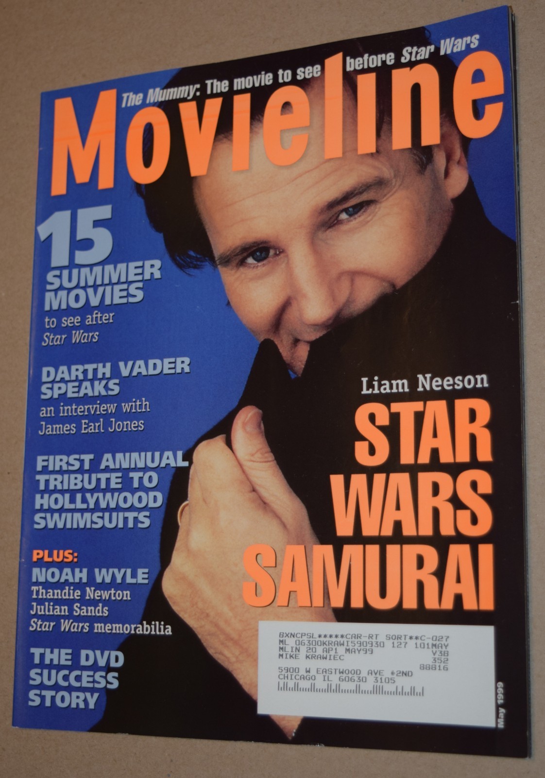 Movieline May 1999 Liam Neeson STAR WARS , James Earl Jones, Noah Wyle The Mummy