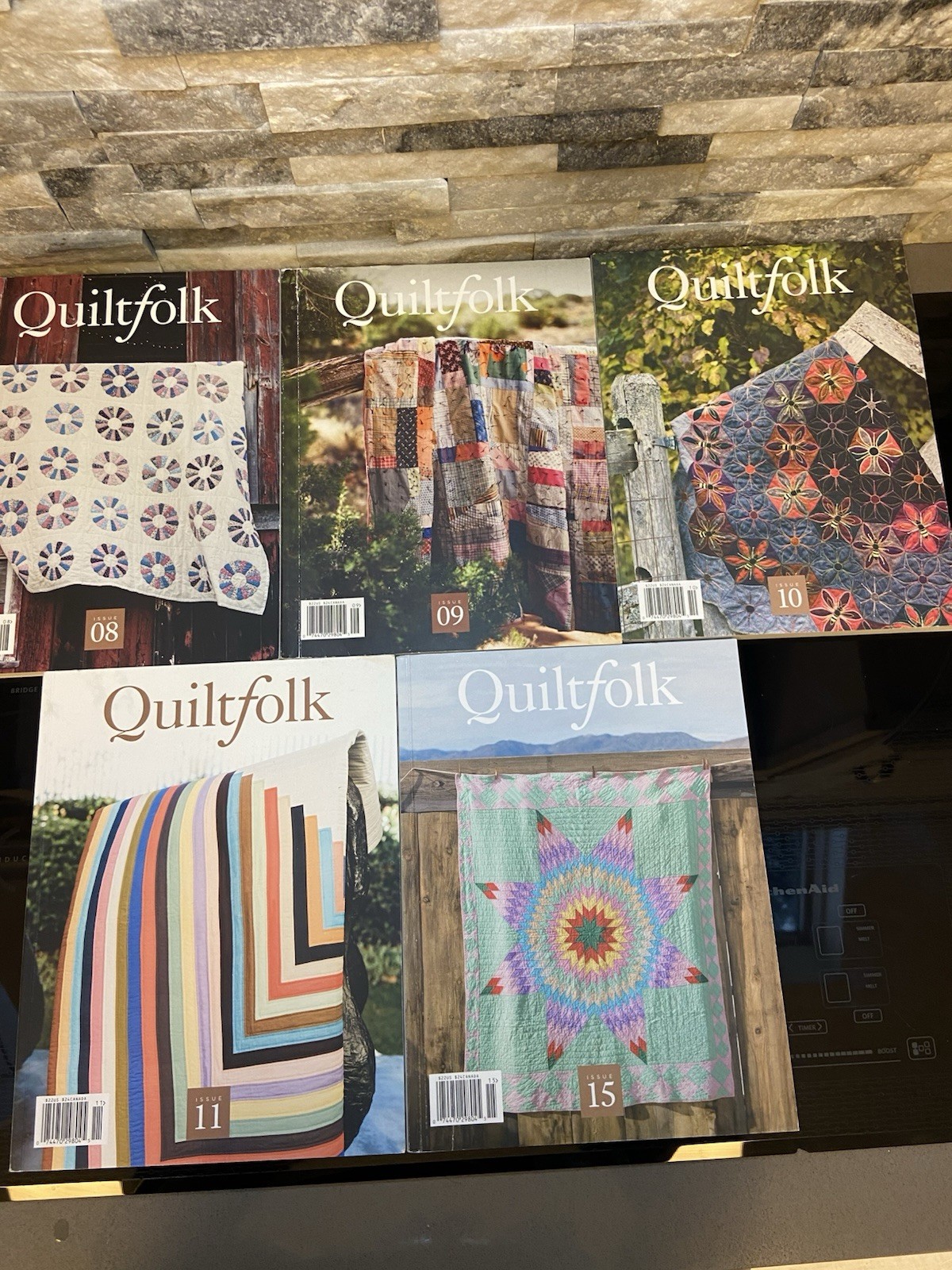 Lot of 5 Quiltfolk Magazines #8,9,10,11,15 California Michigan Utah Vermont NV