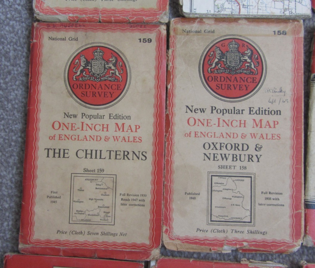 12 OS 1 inch to Mile 1940s 50s 60s CLOTH Great Britain 7th Series Job Lot