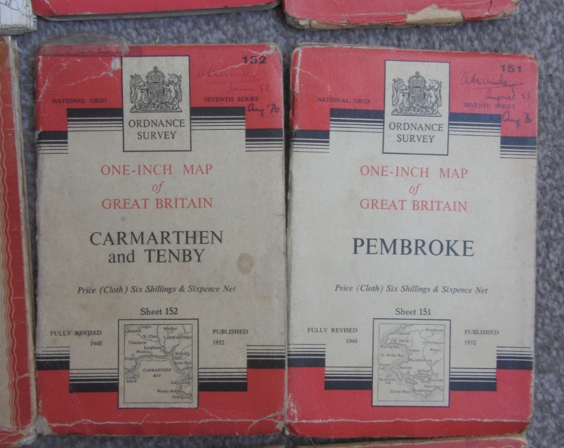 12 OS 1 inch to Mile 1940s 50s 60s CLOTH Great Britain 7th Series Job Lot