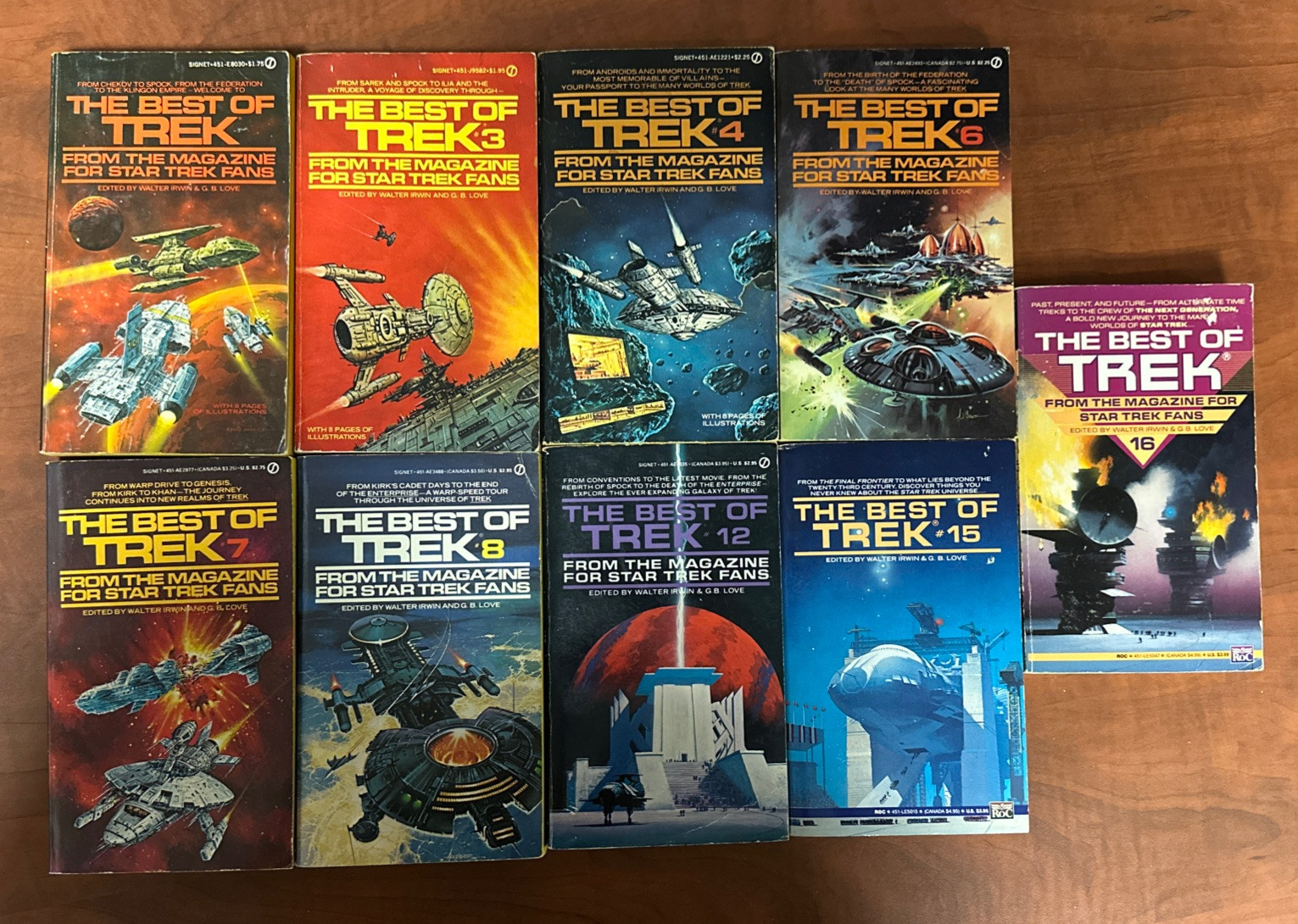 LOT (9) Star Trek: The Best of Trek by Irwin/Love, (1,3,4,6,7,8,12,15,16) Used