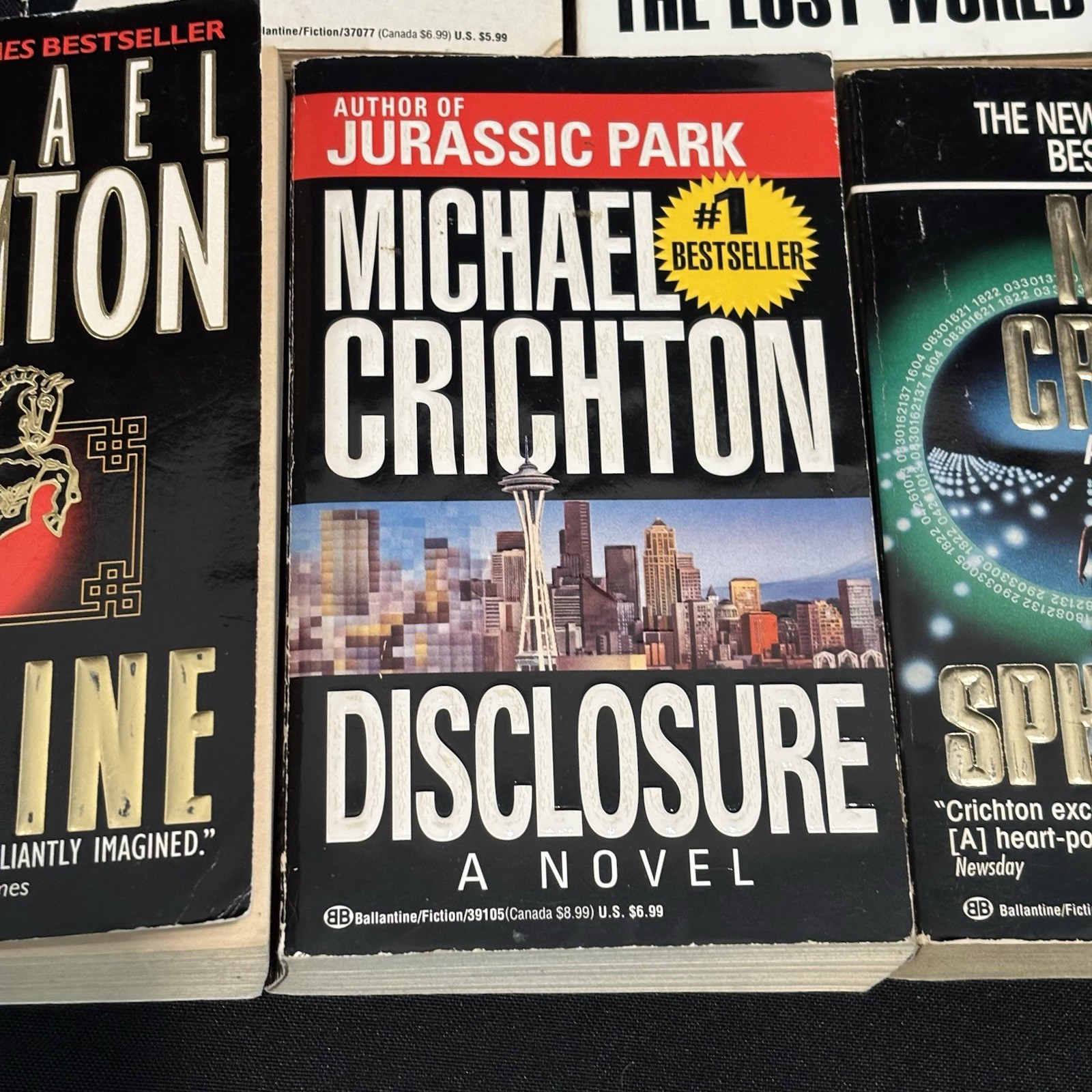 Michael Crichton Jurassic Park The Lost World Timeline Sphere Disclosure pb lot