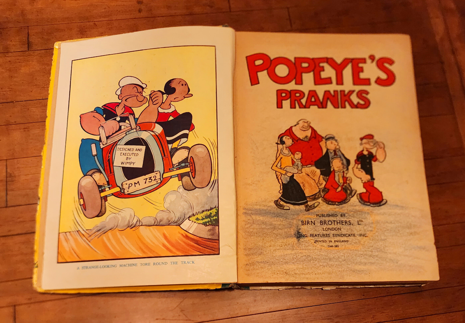 1938 Vintage Popeye’s Pranks Children’s Book Birn Brothers. Ltd. 156 Pages.