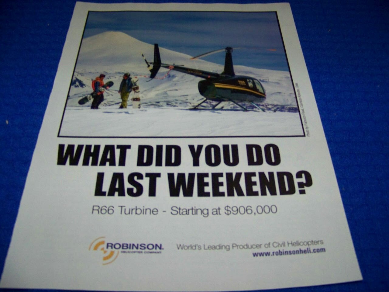 2019 ROBINSON R66 TURBINE „WHAT DID YOU DO LAST SUMMER“..1-PAGE SALES AD (838DD)