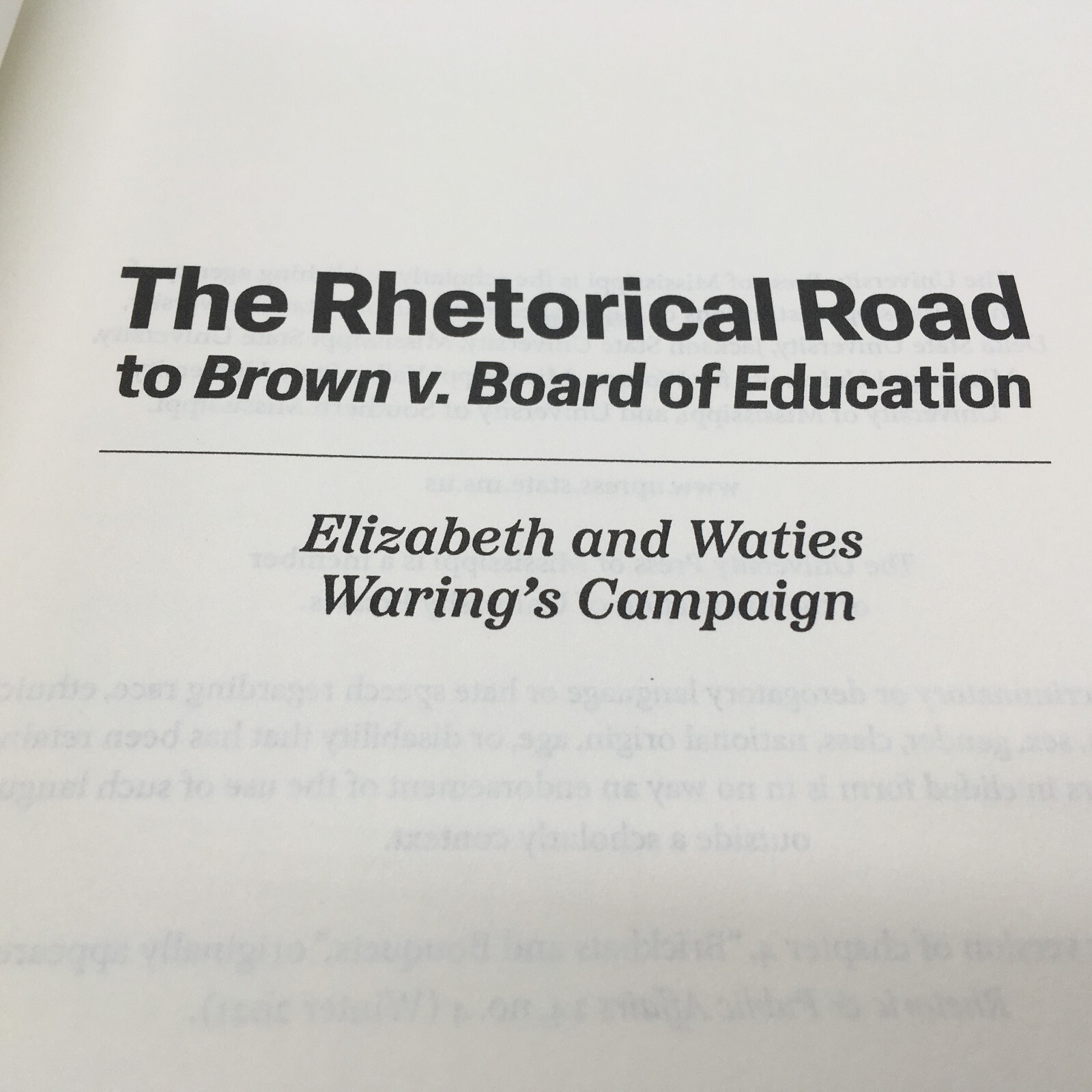 The Rhetorical Road to Brown V. Board of Education: Elizabeth and Waties Waring‘
