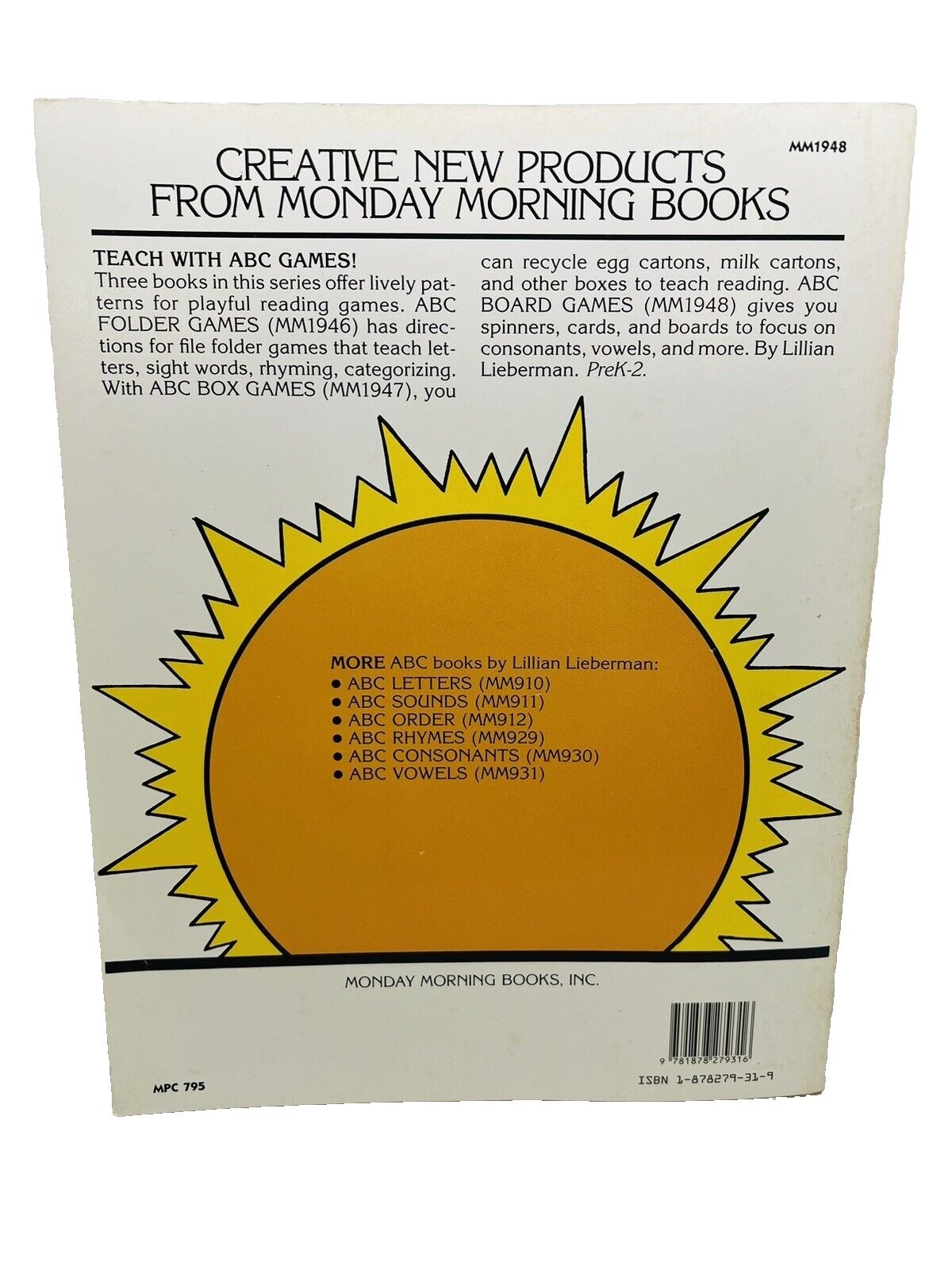 ABC Board Games~Patterns for Easy-To-Do Reading Games by Lillian Lieberman F1 14
