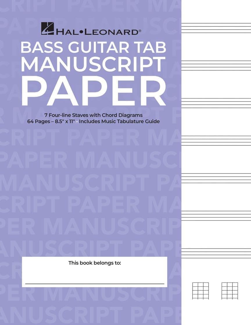 Bass Guitar Tablature Manuscript Paper (Purple Cover) | Songwriting Purple