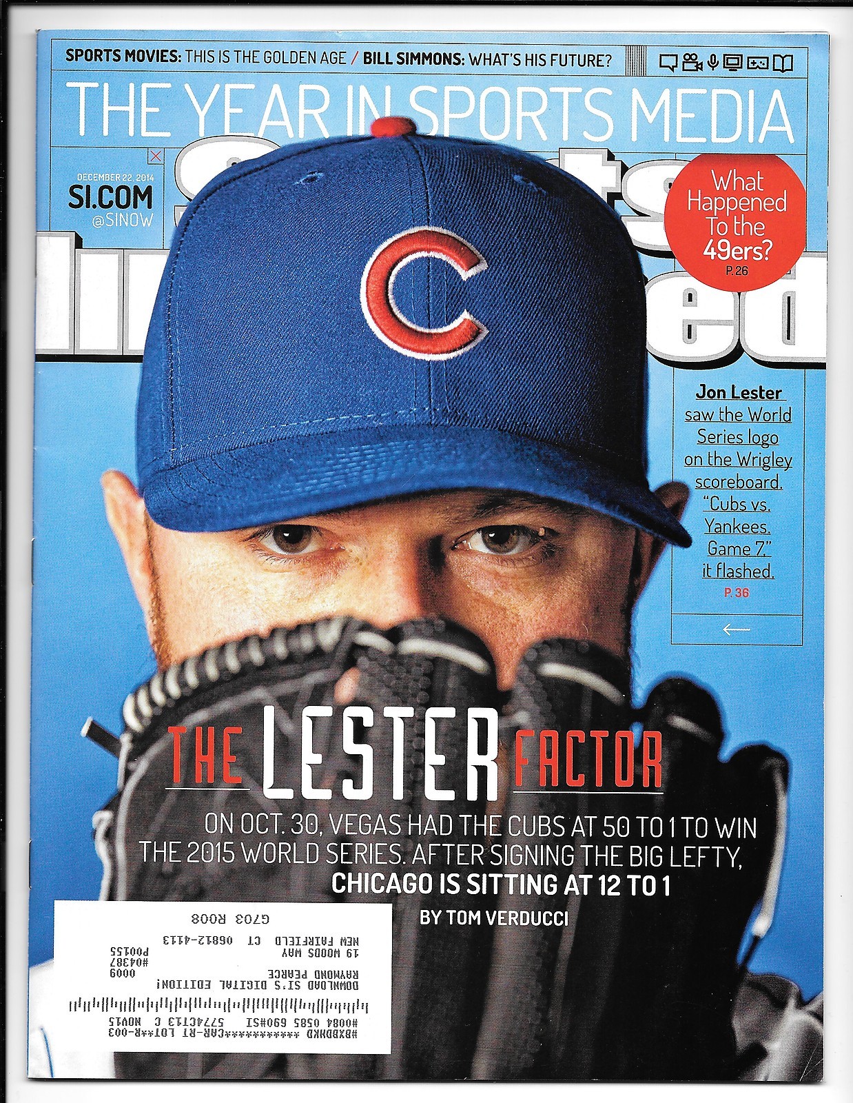 Sports Illustrated December 22, 2014 Jon Lester Chicago Cubs