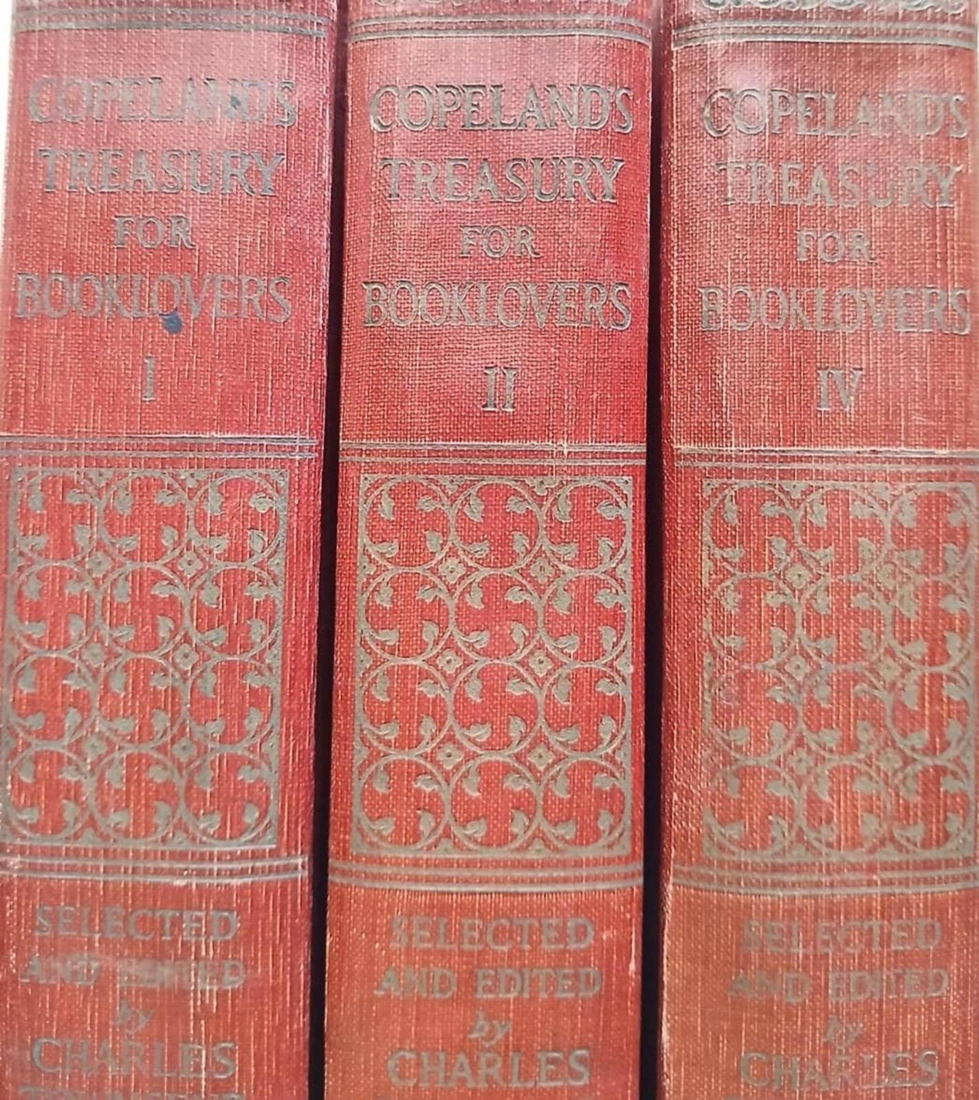 1930 Copelands Treasury for Booklovers Book Set Red Hardcover Anthology
