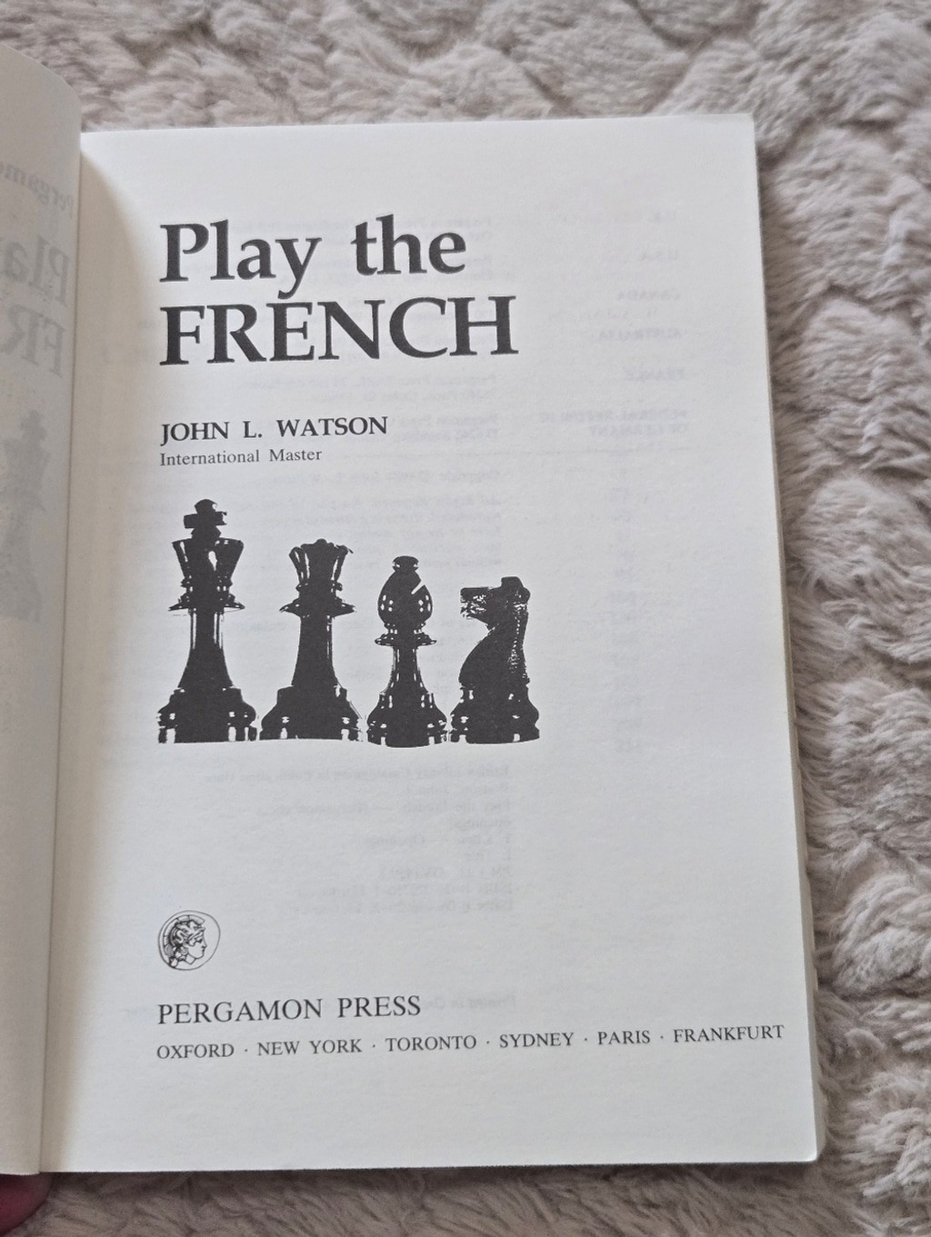 Play the French by John L. Watson Chess Defense Book