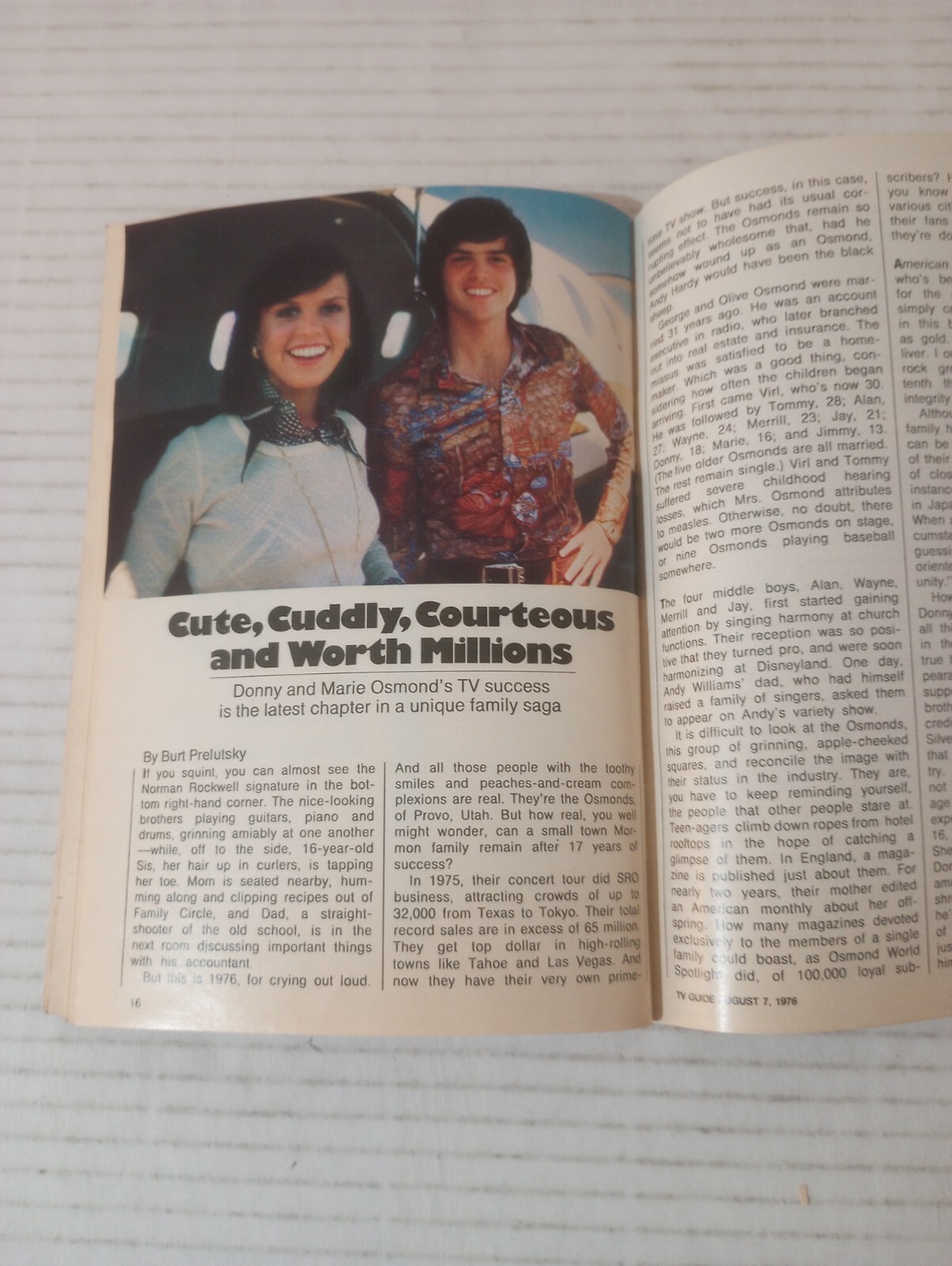 TV Guide Utah August 7 1976 Marie And Donny Osmond Women’s Boxing Terrorism