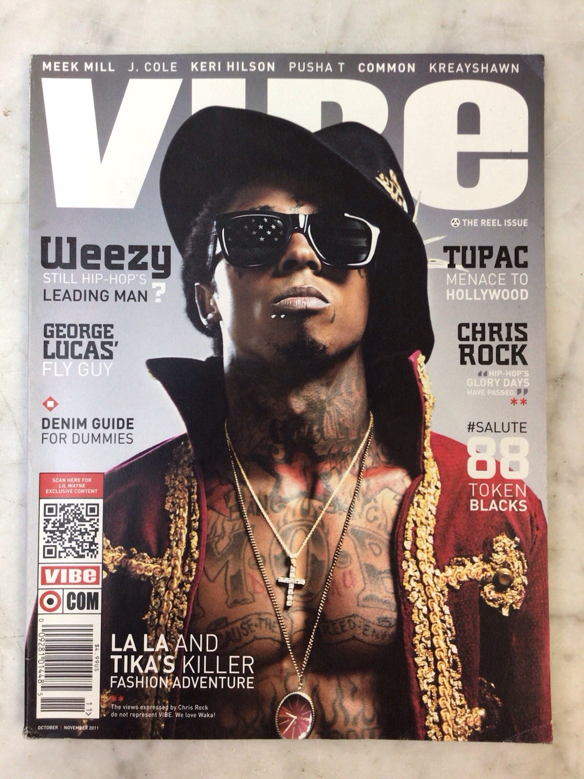 Vibe Magazine October November 2011 Lil Wayne Cover 2 Pac J Cole Pusha T