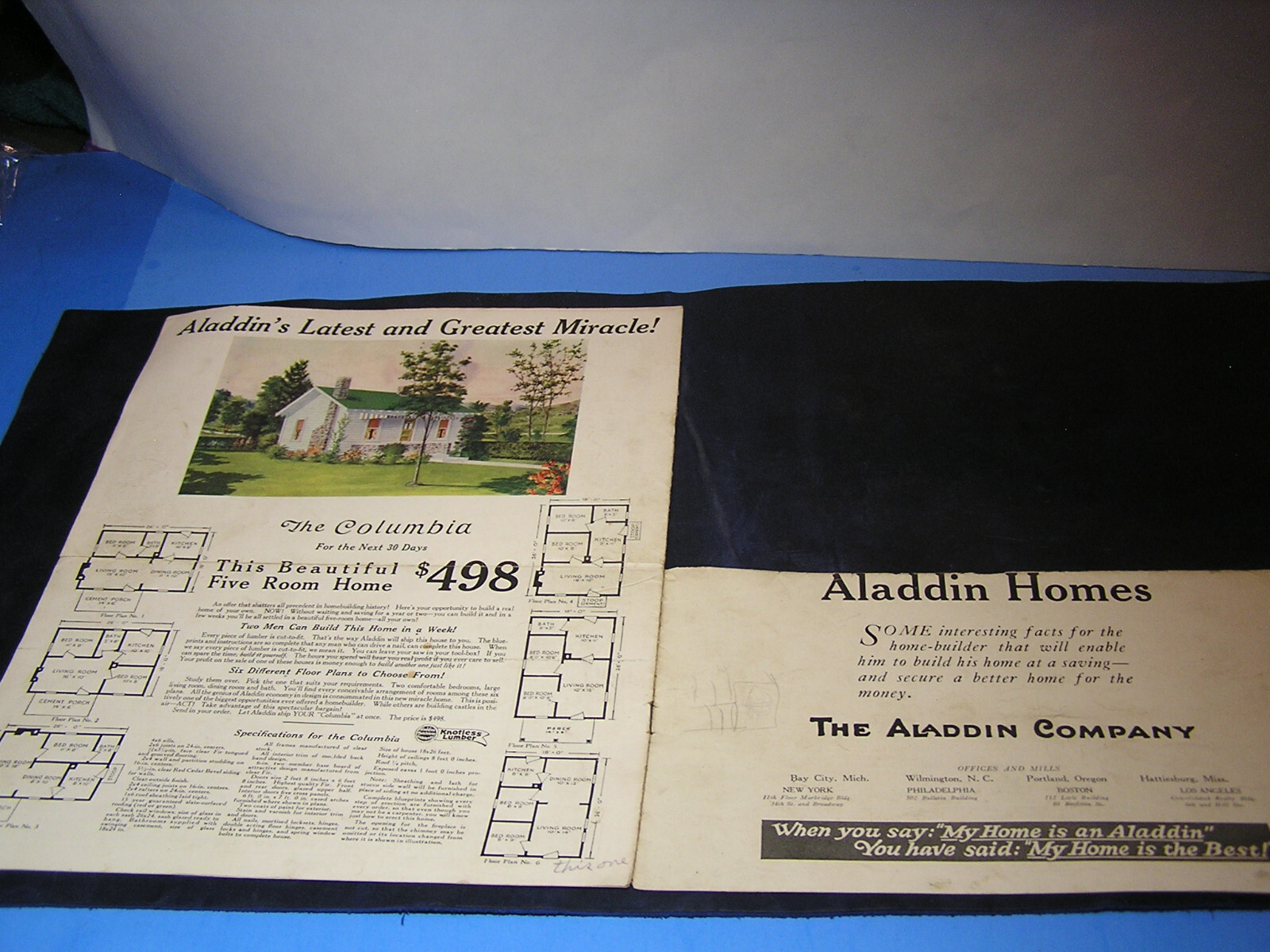 Vtg. Aladdin Home’s pamphlet featuring $498 home (1922)