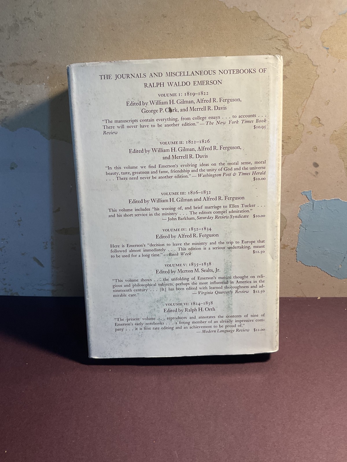 The Journals & Misc. Notebooks of Ralph Waldo Emerson Vol. VII 1969 Harvard