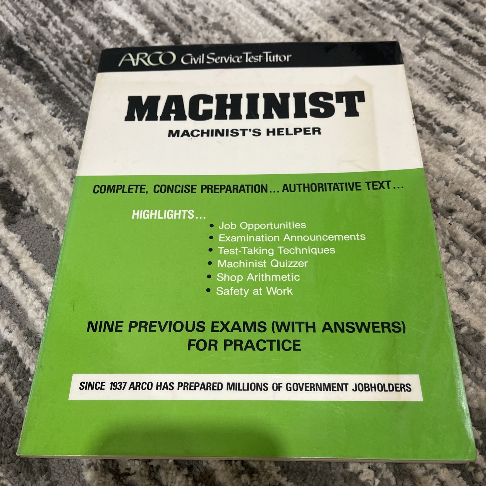 Machinist Civil Service Test Book Government Job Exam