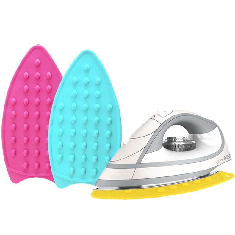 2Pack Silicone Iron Rest Pad, Thicker Series 26.5*14*0.7cm, Pink+mint Green