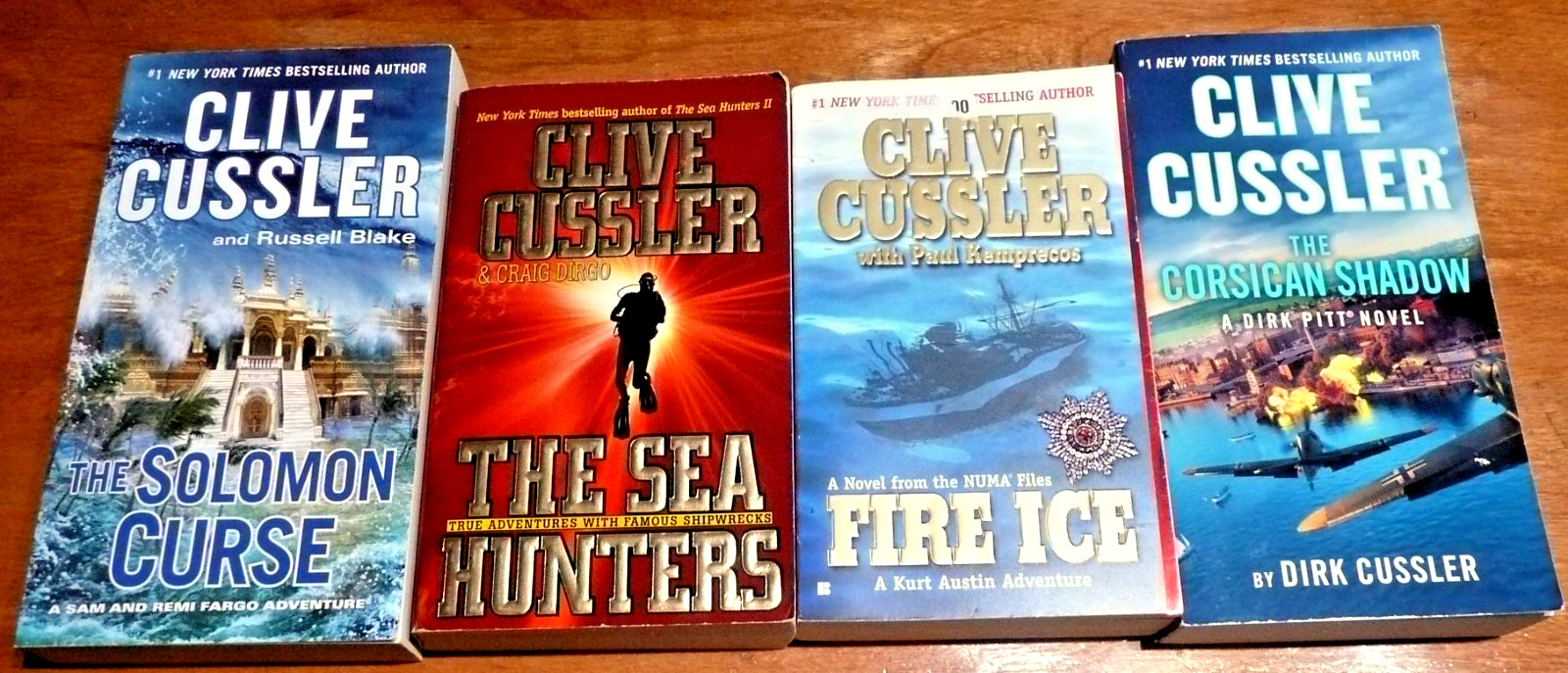 LOT of 4 CLIVE CUSSLER : Corsican Shadow / Fire Ice / Sea Hunters /Solomon Curse
