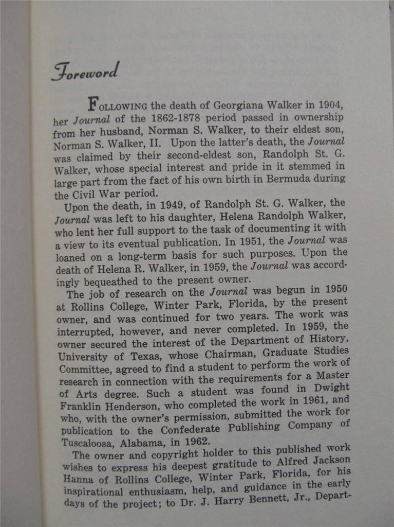 PRIVATE JOURNAL OF GEORGIANA WALKER – BLOCKADE RUNNING -LIMITED EDITION ONLY 750