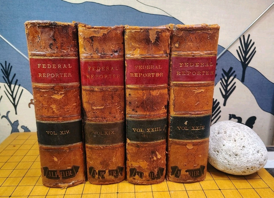 (4) Antique U.S. Federal Reporter – Leather Law Lawyer Cases Court Reports Books
