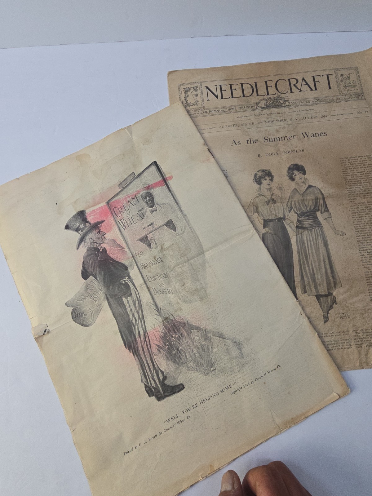 Antique Needlecraft Magazine Lot 1914 1915 Fashion Patterns Ads Home Decor Art
